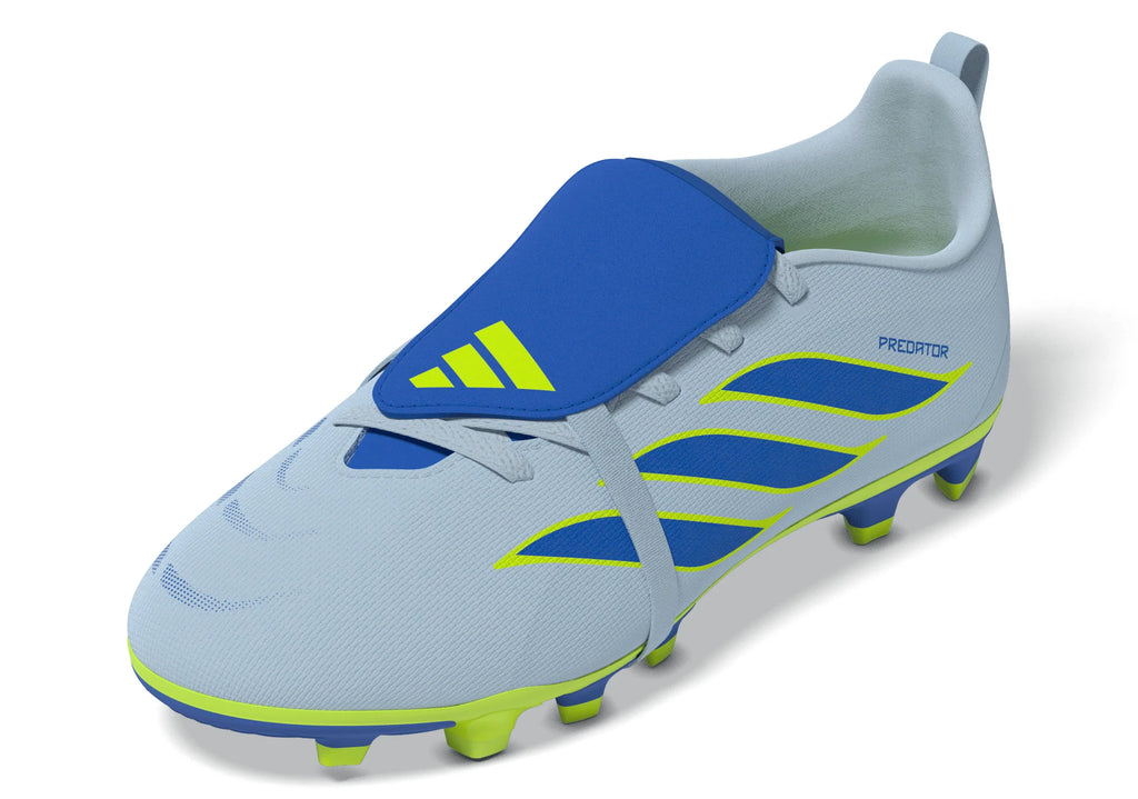 adidas Predator Club Fold Over Tongue Elastic Laces FG MG Firm Ground Multi Ground Youth Soccer Cleats Sky Blue Yellow