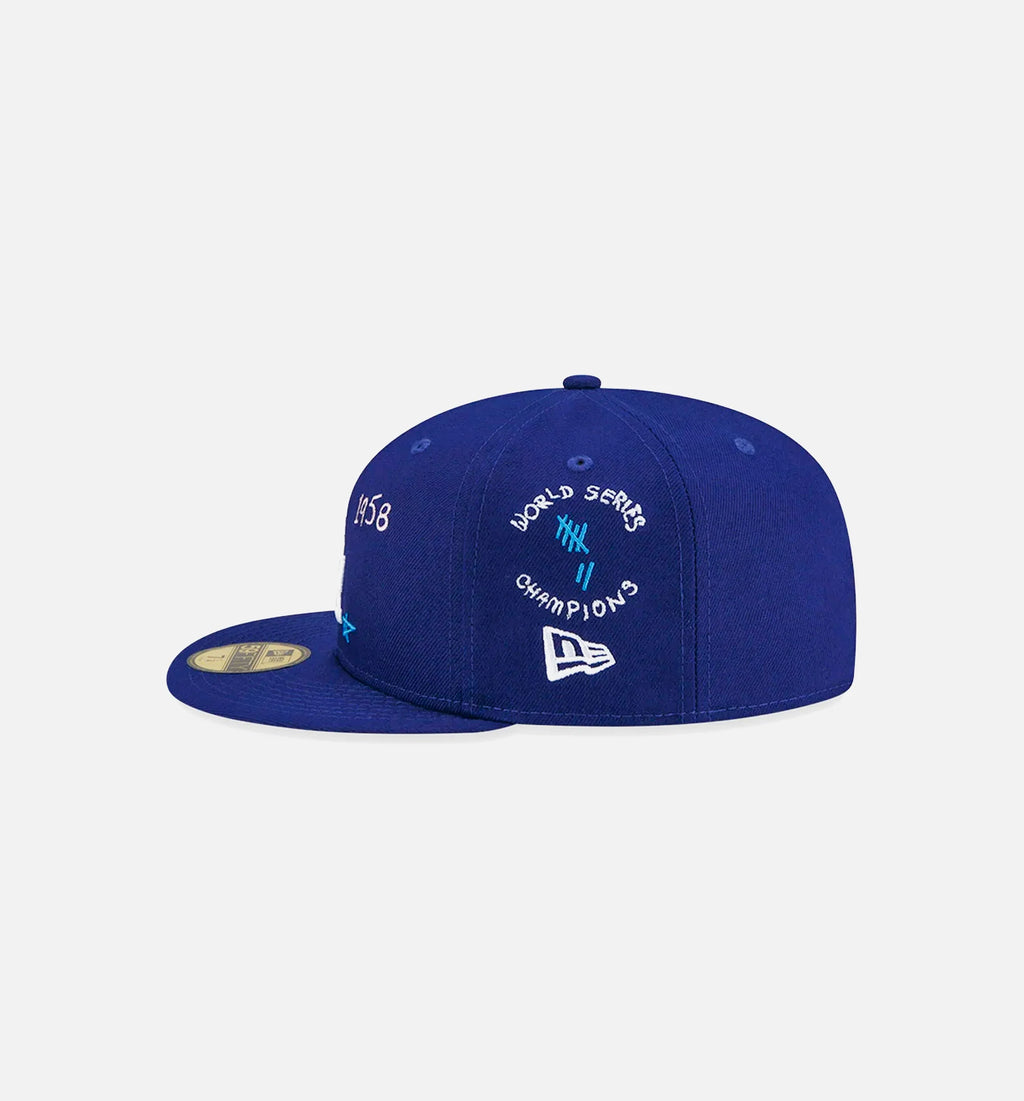 Los Angeles Dodgers Scribble 59Fifty Fitted Cap Mens Hat Blue
