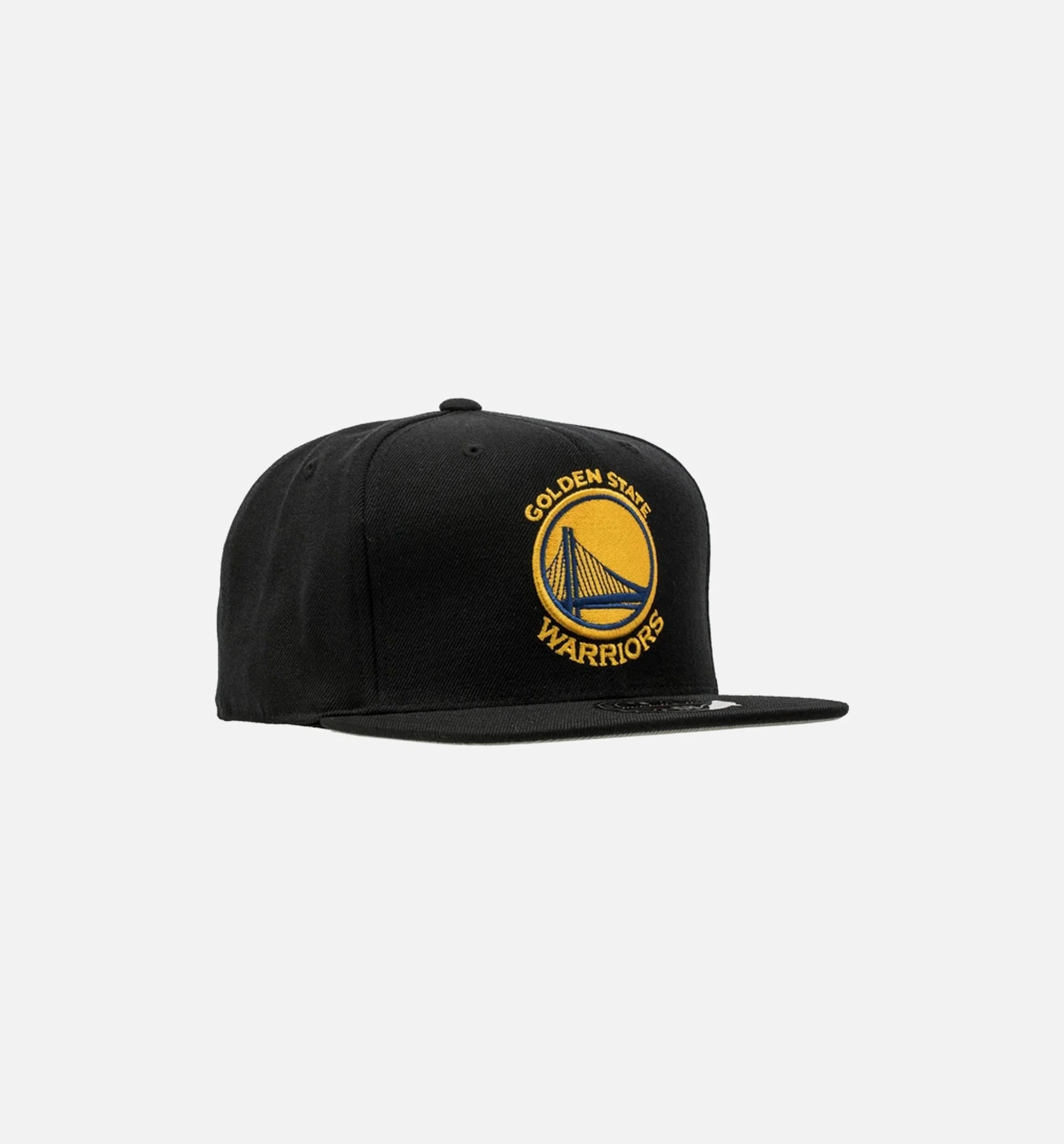Golden State Warriors NBA High Crown Fitted Hat Mens Black Yellow