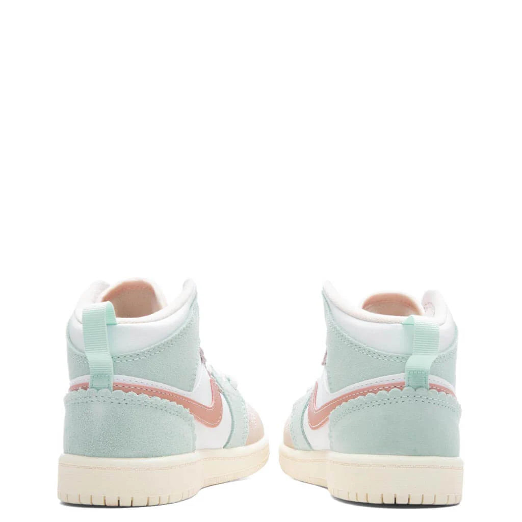 Air Jordan 1 Mid SE PS White Pink Oxford Jade Ice