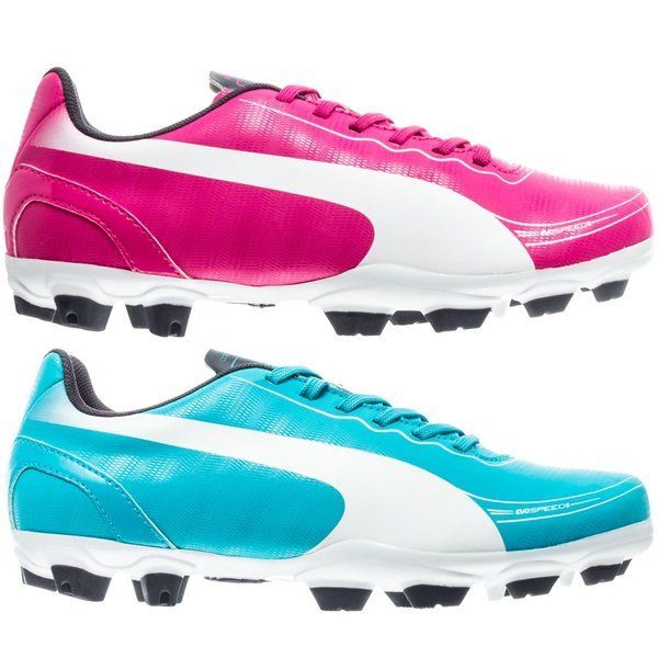 PUMA Kids evoSPEED 52 FG Firm Ground Soccer Cleats Jr Purple Blue Bird White