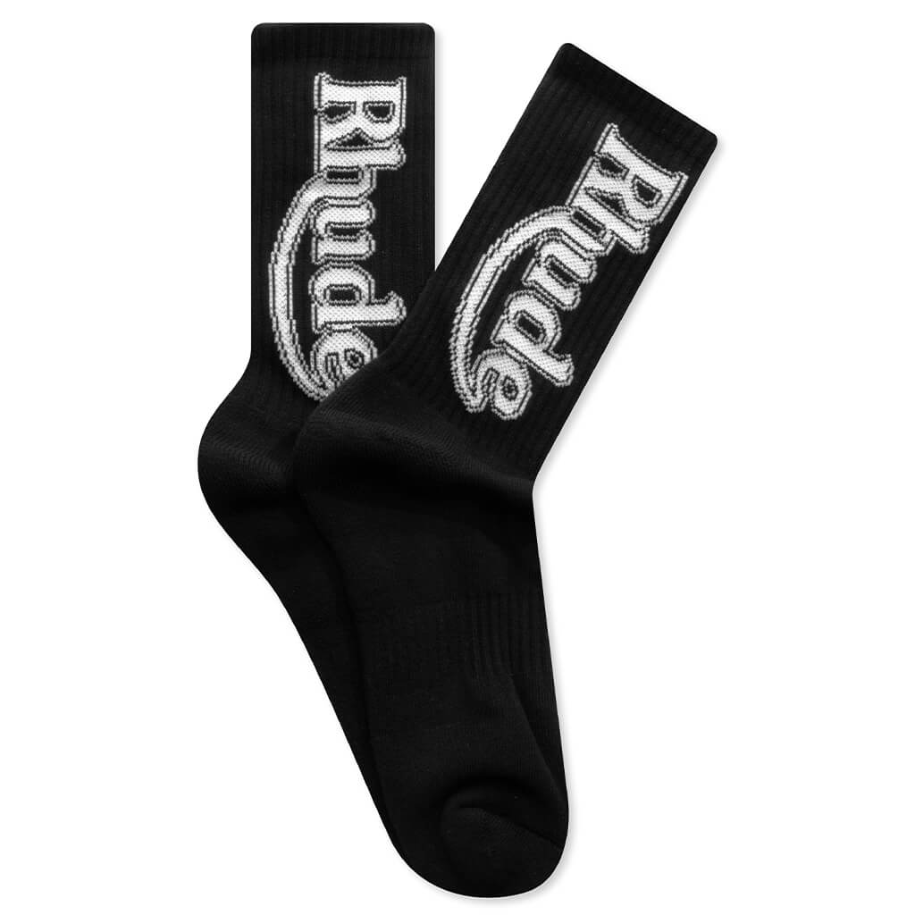Vertical Race Track Sock Black White