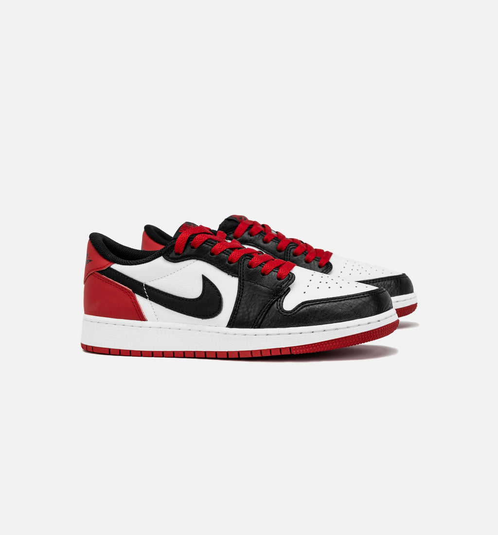 Air Jordan 1 Retro Low OG Black Toe Grade School Lifestyle Shoe White Red