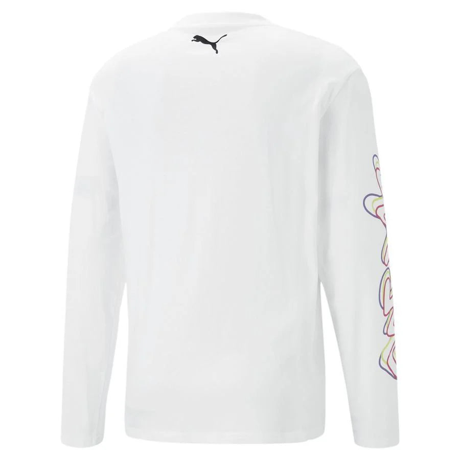 PUMA Neymar JR Creativity Long Sleeve T Shirt White Fluo Yellow Limited Edition
