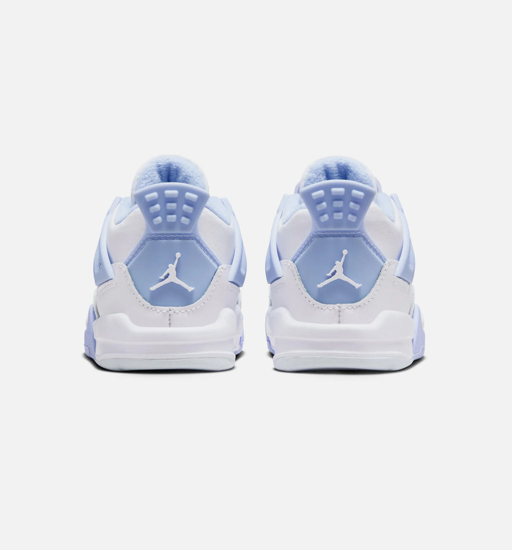 Air Jordan 4 Retro Aluminum Infant Toddler Lifestyle Shoe White Aluminum Blue Tint Oil Green