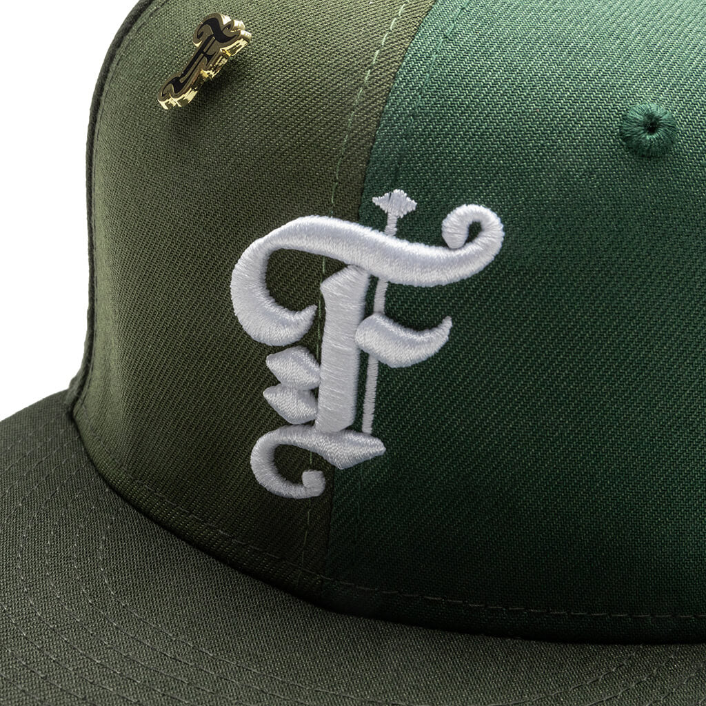 Feature x New Era Old English F Fitted Multi Panel Green