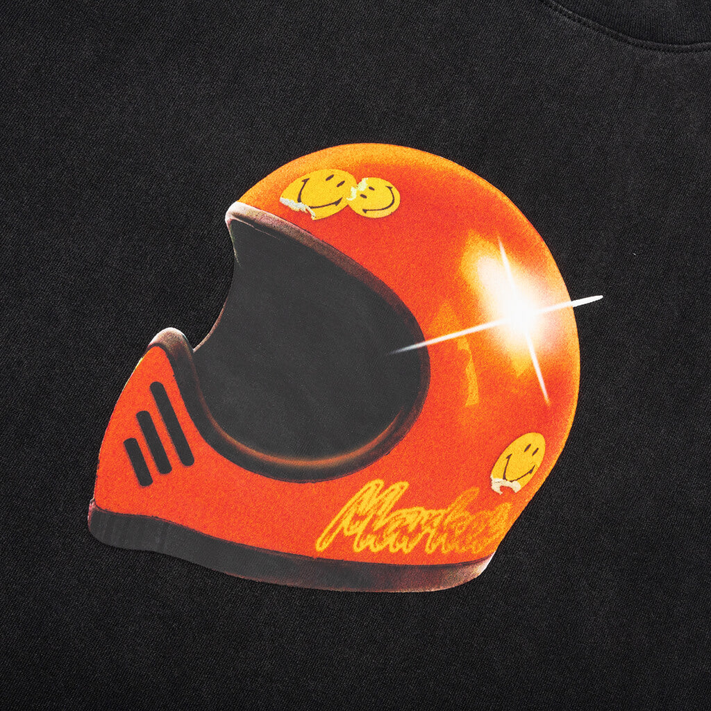 Smiley Full Face T Shirt Washed Black