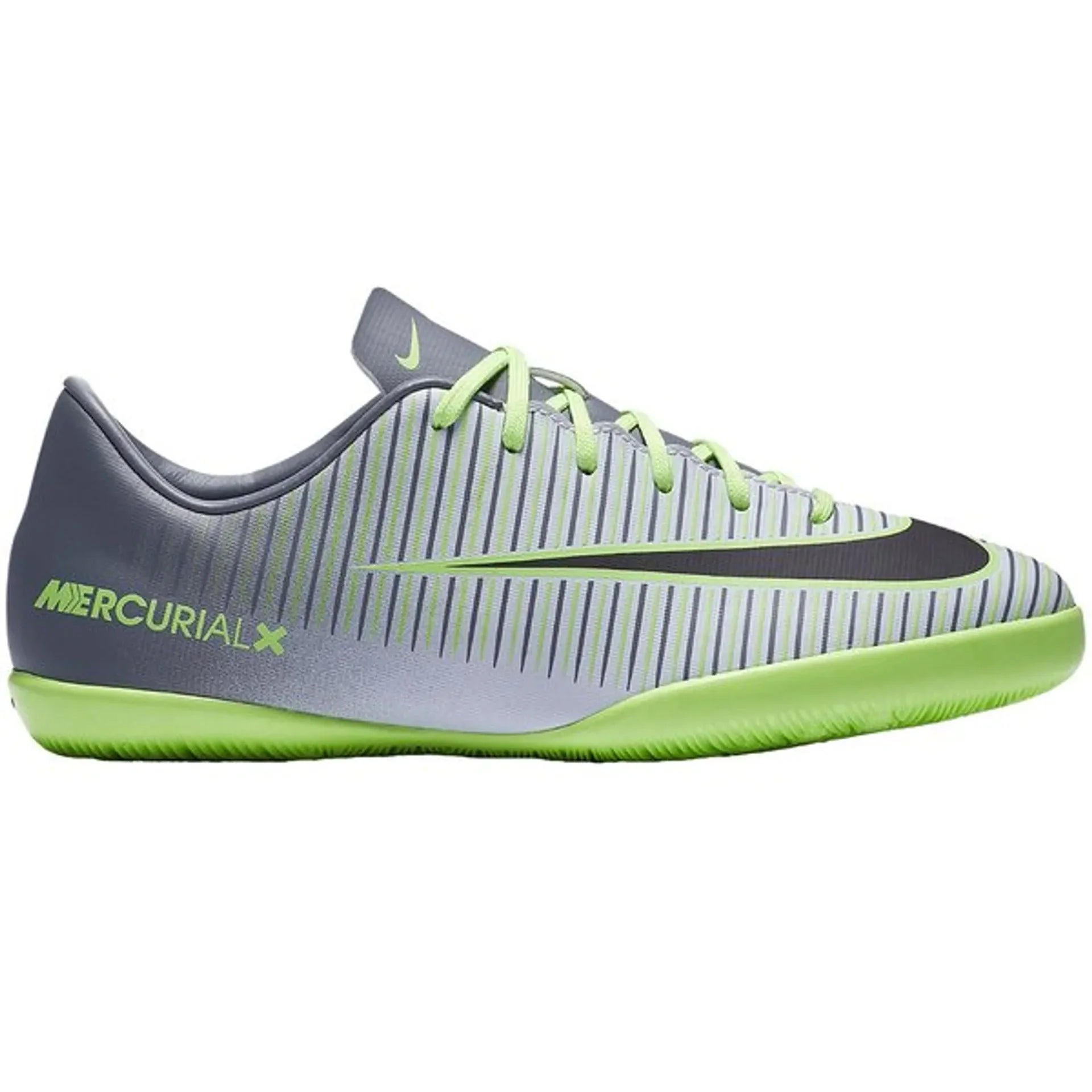 Nike Jr MercurialX Vapor XI IC Indoor Soccer Shoes Pure Platinum Black Ghost Green