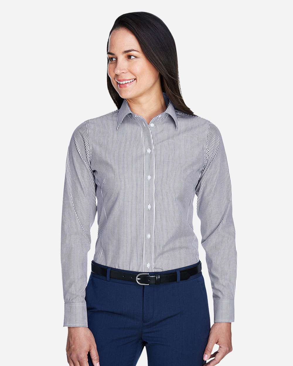 Devon Jones Womens Crown Collection Banker Stripe Woven Dress Shirt