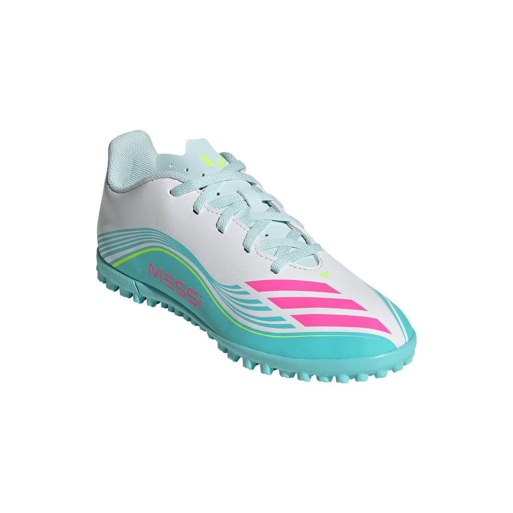 adidas F50 Messi Club TF Turf Youth Soccer Cleats White Pink Aqua