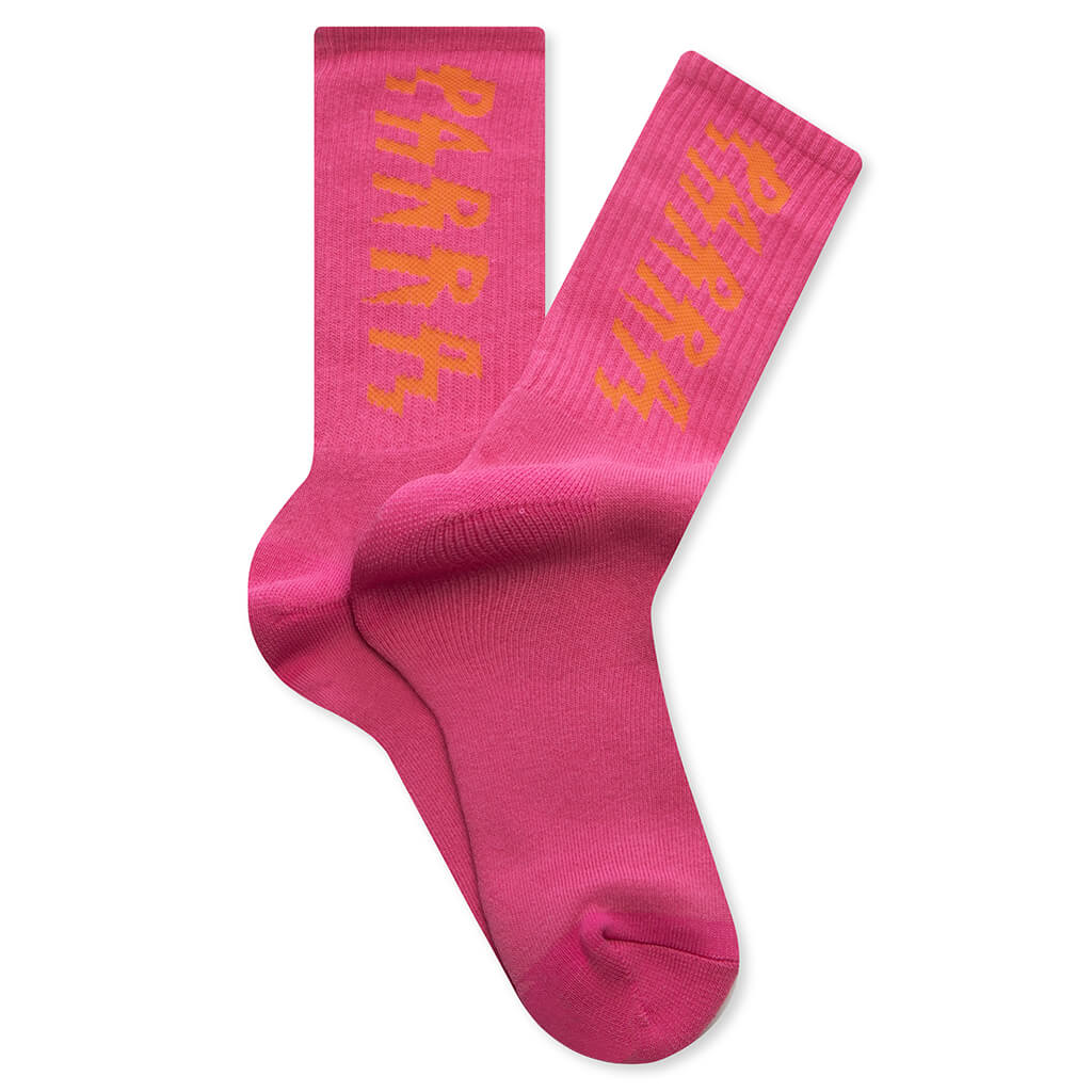 Spiked Logo Crew Socks Pink