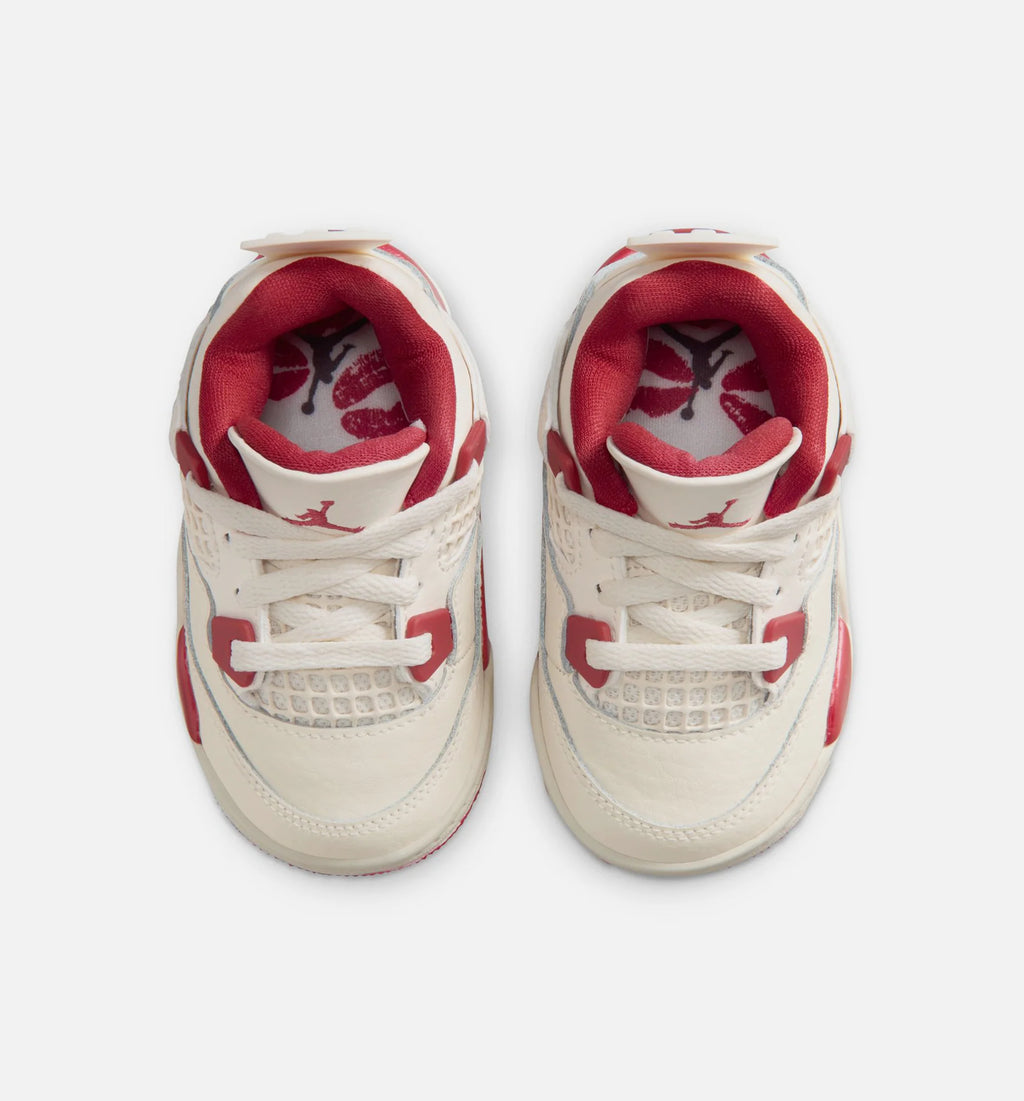 Air Jordan 4 Retro Valentines Day Infant Toddler Lifestyle Shoe Pale Ivory Sierra Red Tough Red