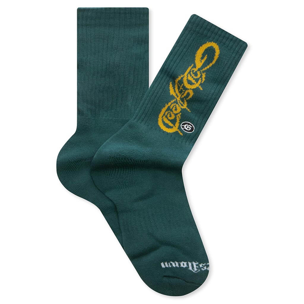 New Age Logo Sock Dark Green Yellow