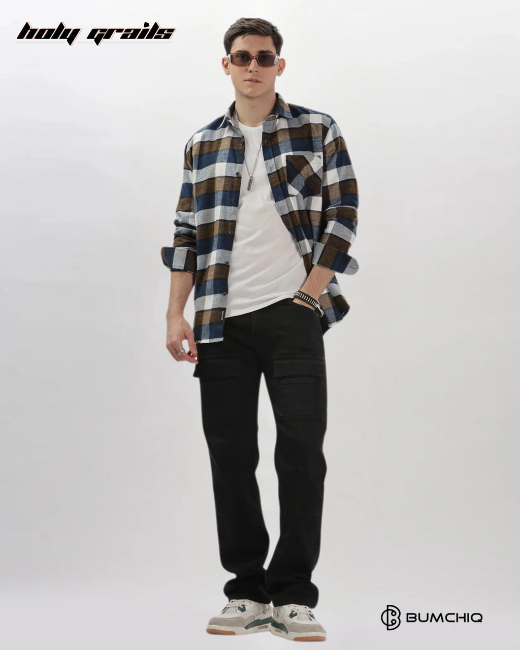 Blue Brown Flannel Overshirt HG x Bumchiq