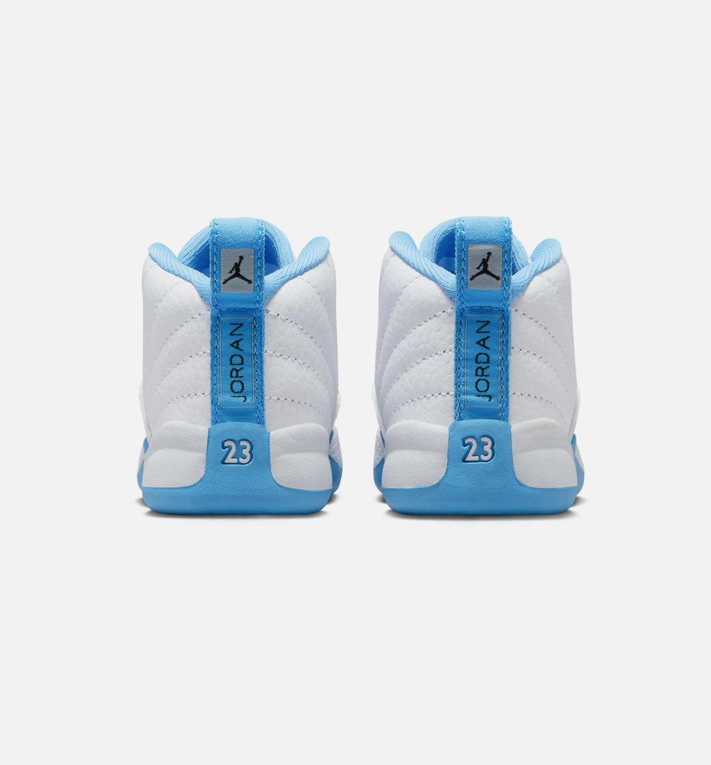 Air Jordan 12 Retro White and University Blue Infant Toddler Lifestyle Shoe White University Blue Metallic Silver