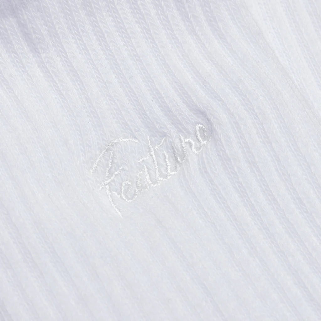 Tonal Script Crew Sock White 3 Pack