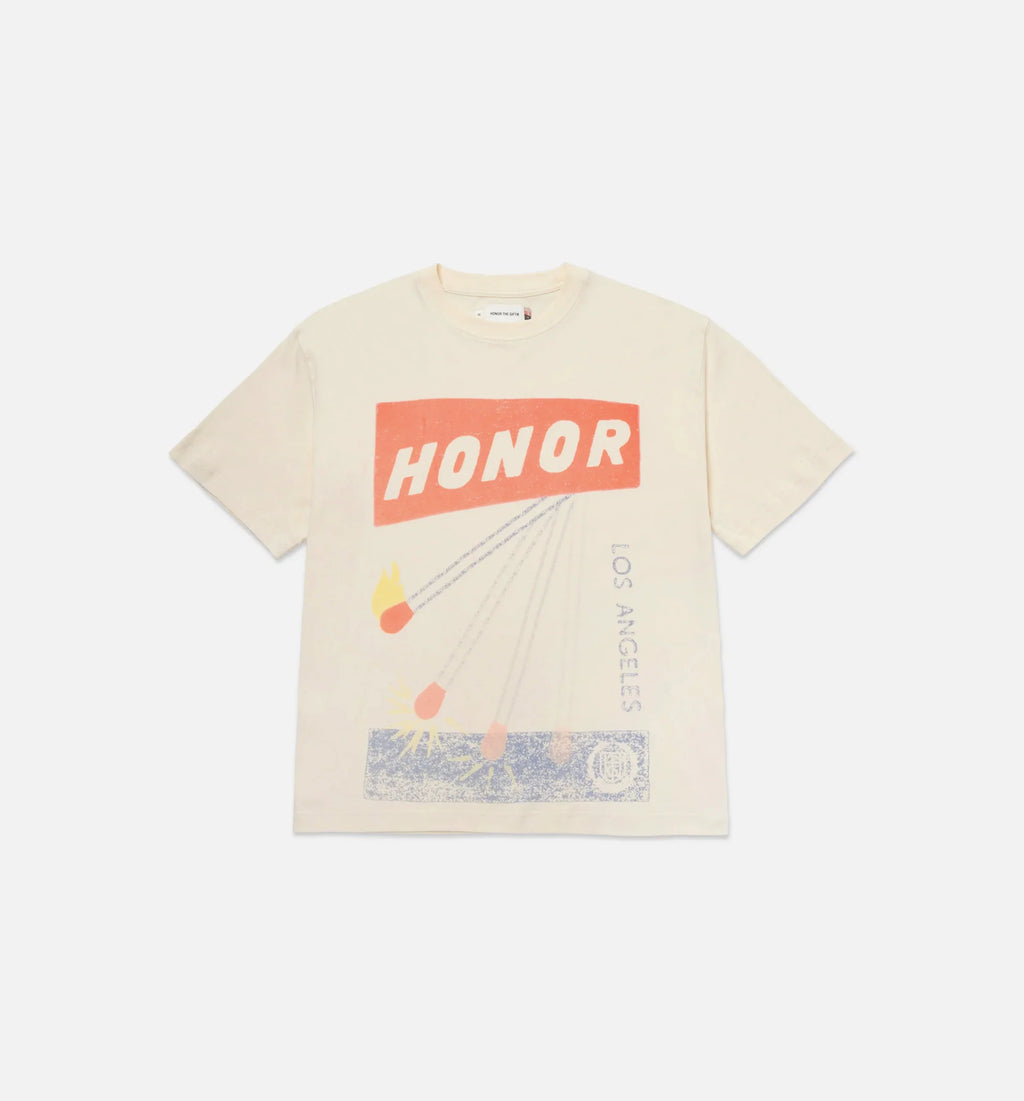 Match Box Graphic Mens Short Sleeve Shirt White Orange