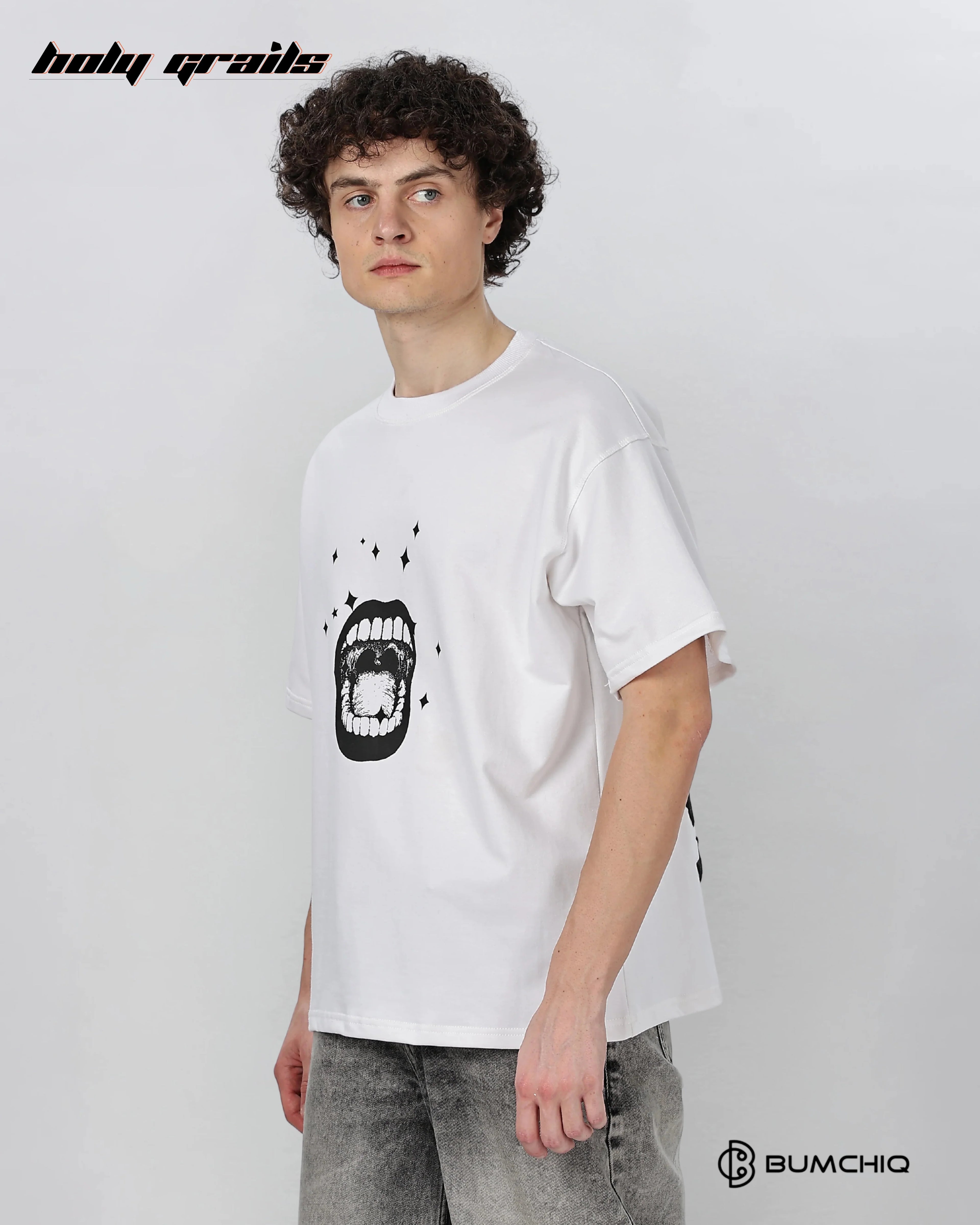 Look At Me White Oversize Tee HG x Bumchiq