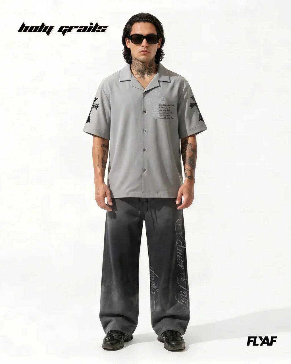 Poly Crossstar Grey Half Sleeve Shirt HG x FLYAF