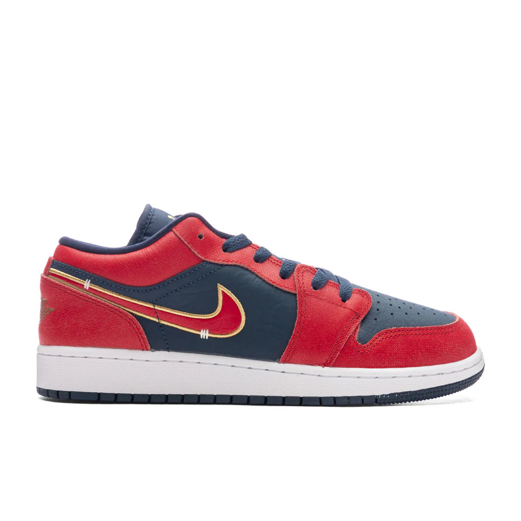 Air Jordan 1 Low SE GS Armory Navy Sport Red Metallic Gold
