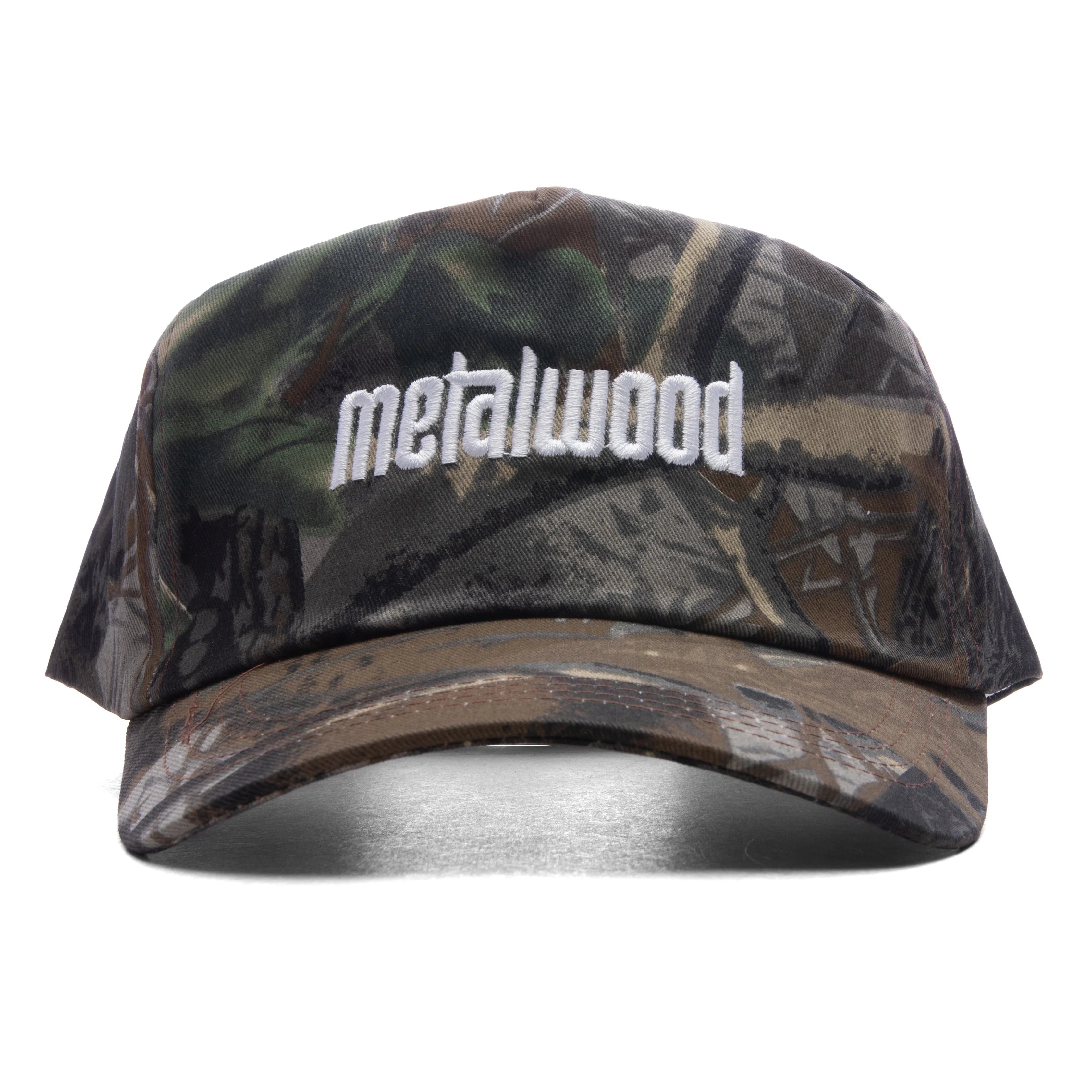 Metal Logo 5 Panel Hat Real Leaf Camo