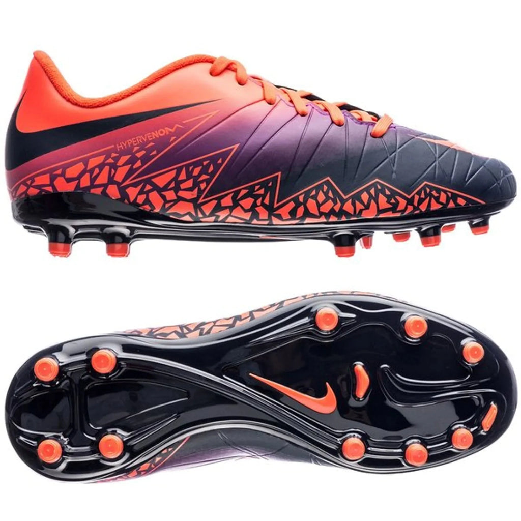 Nike JR Hypervenom Phelon II FG Soccer Cleats Total Crimson Obsidian Vivid Purple