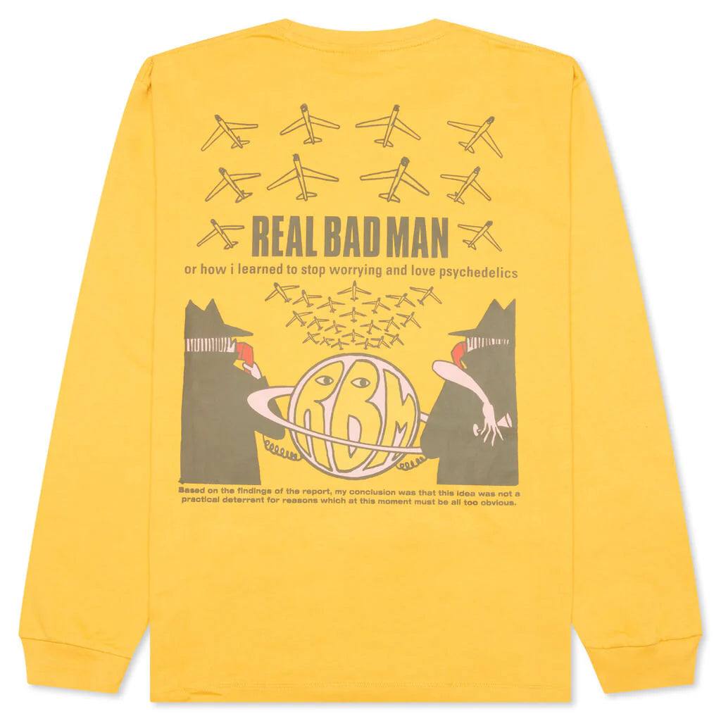 Stop Worrying L S Tee Mustard