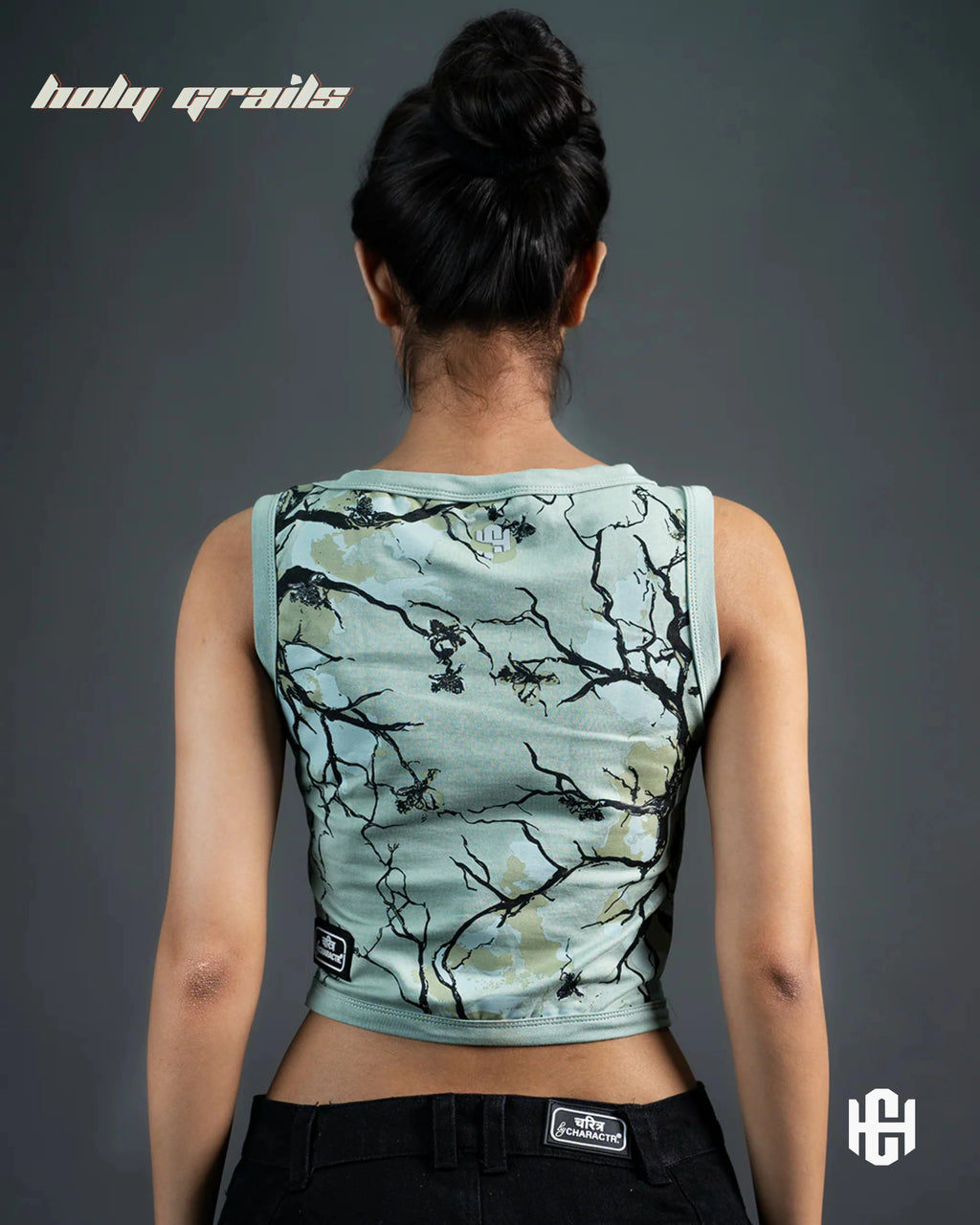 Earthen Bloom Blue Sleeveless Crop Top HG x Charactr