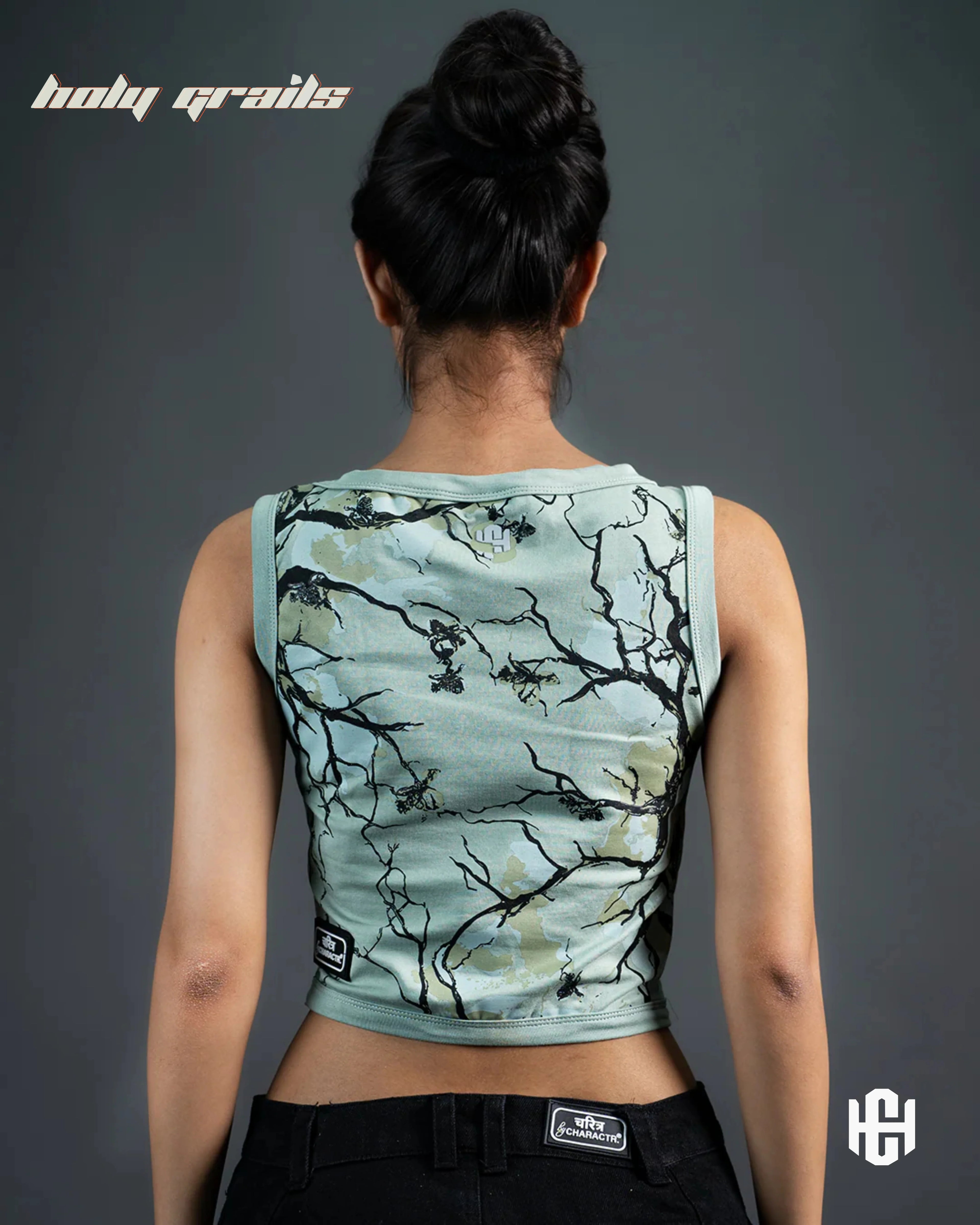 Earthen Bloom Blue Sleeveless Crop Top HG x Charactr