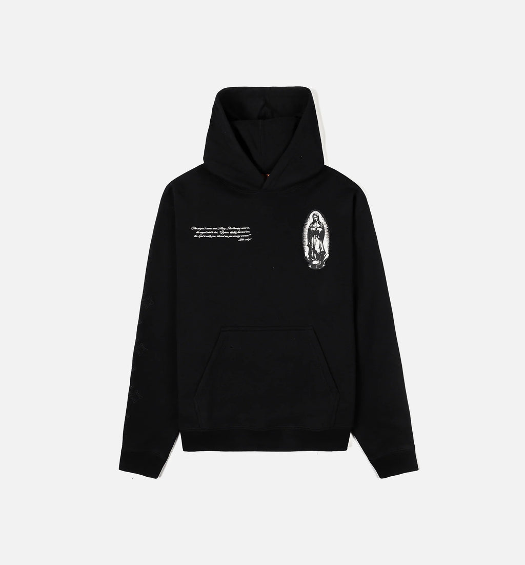 Gold Rose Guadalupe Pullover Mens Hoodie Black Gold