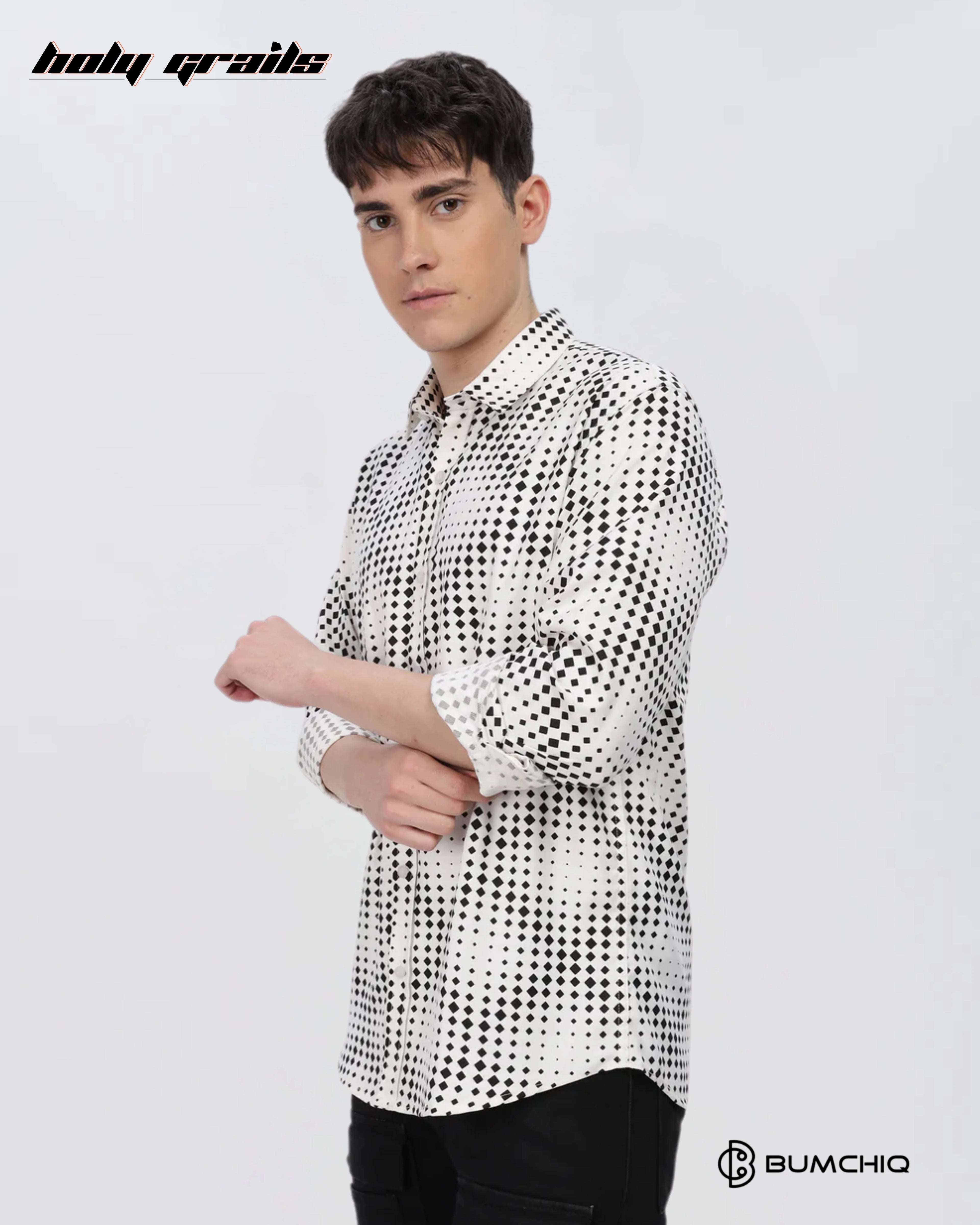 Black Dotted Abstract White Shirt HG x Bumchiq