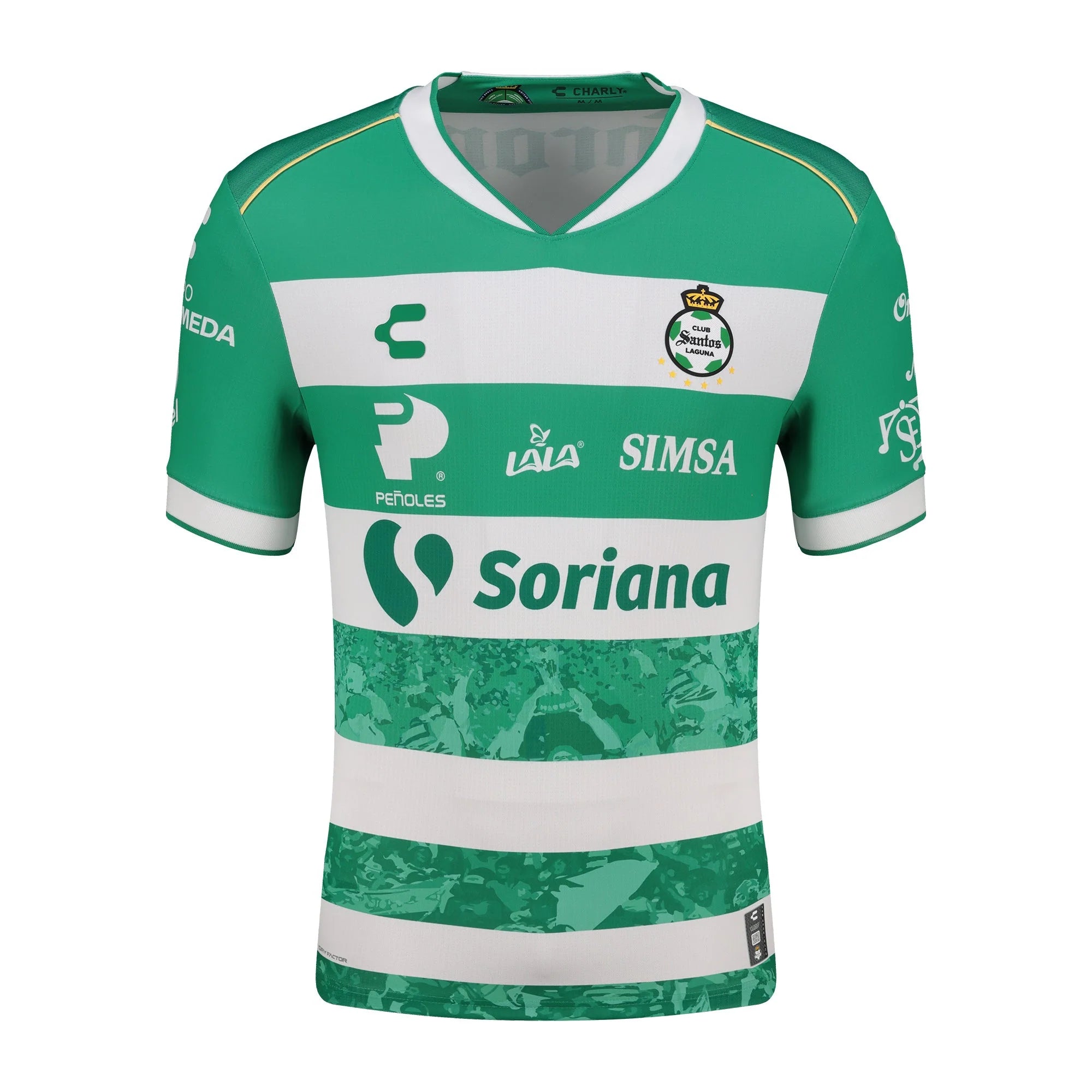 Charly Mens Santos Home Soccer Jersey 2025 Green White