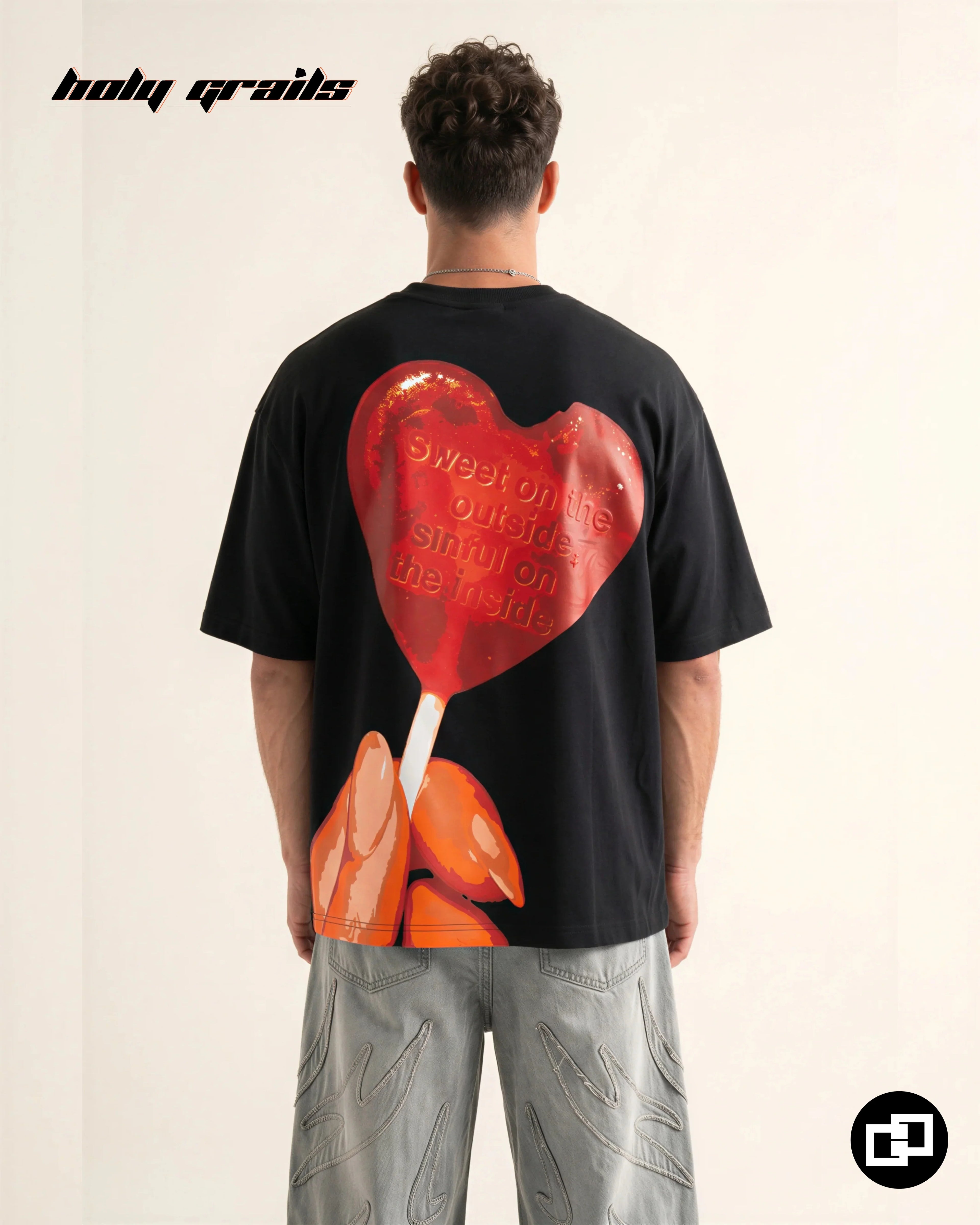 Sinful Delight Black Oversize Tee HG x Grey Hound