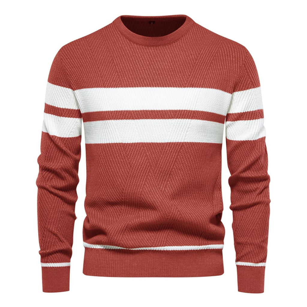 Mens Crew Neck Pullover Striped Sweater