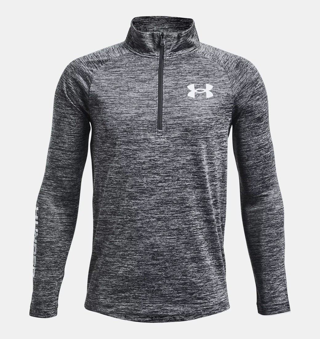 Under Armour Boys Tech Big Logo 1 4 Zip Pullover Pitch Grey