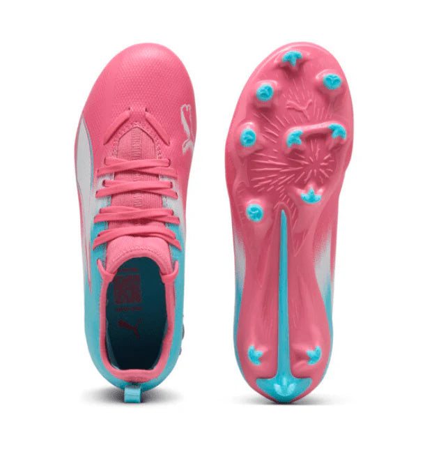 PUMA Ultra 6 Match RE Charge FG AG Firm Multi Ground Kids Soccer Cleats Blue Pink