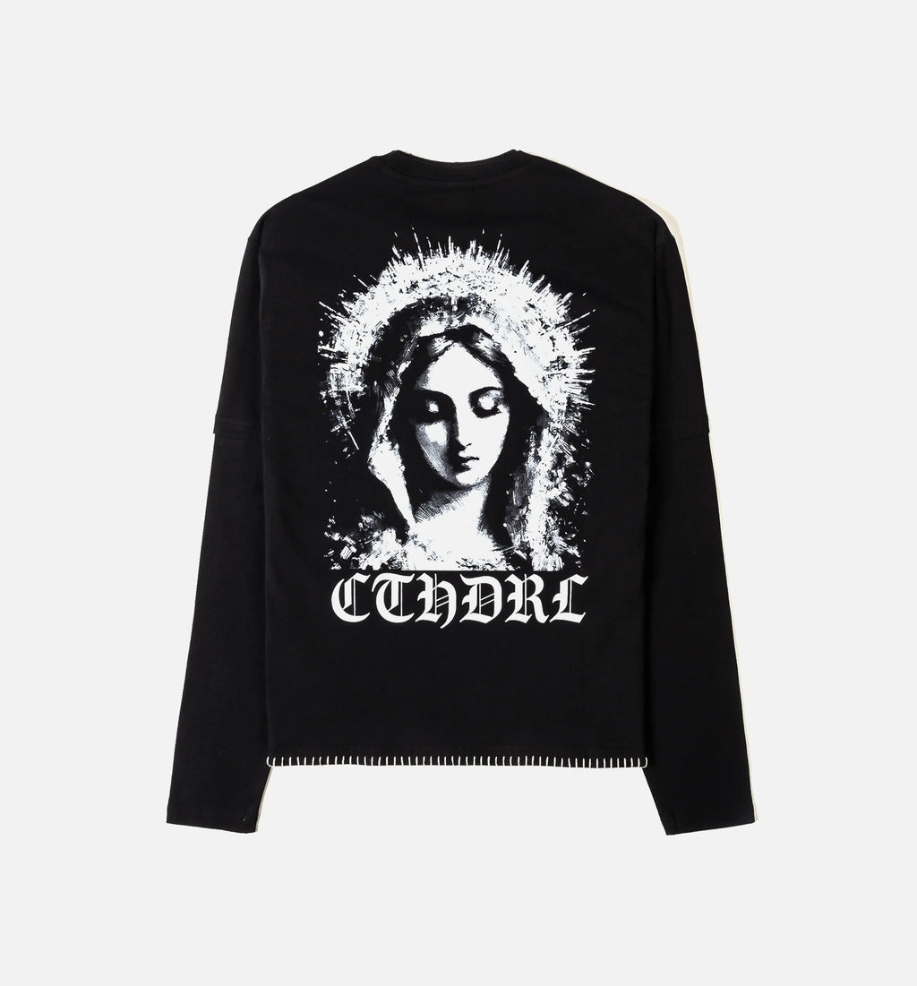 Hail Mary Mens Long Sleeve Shirt Black White
