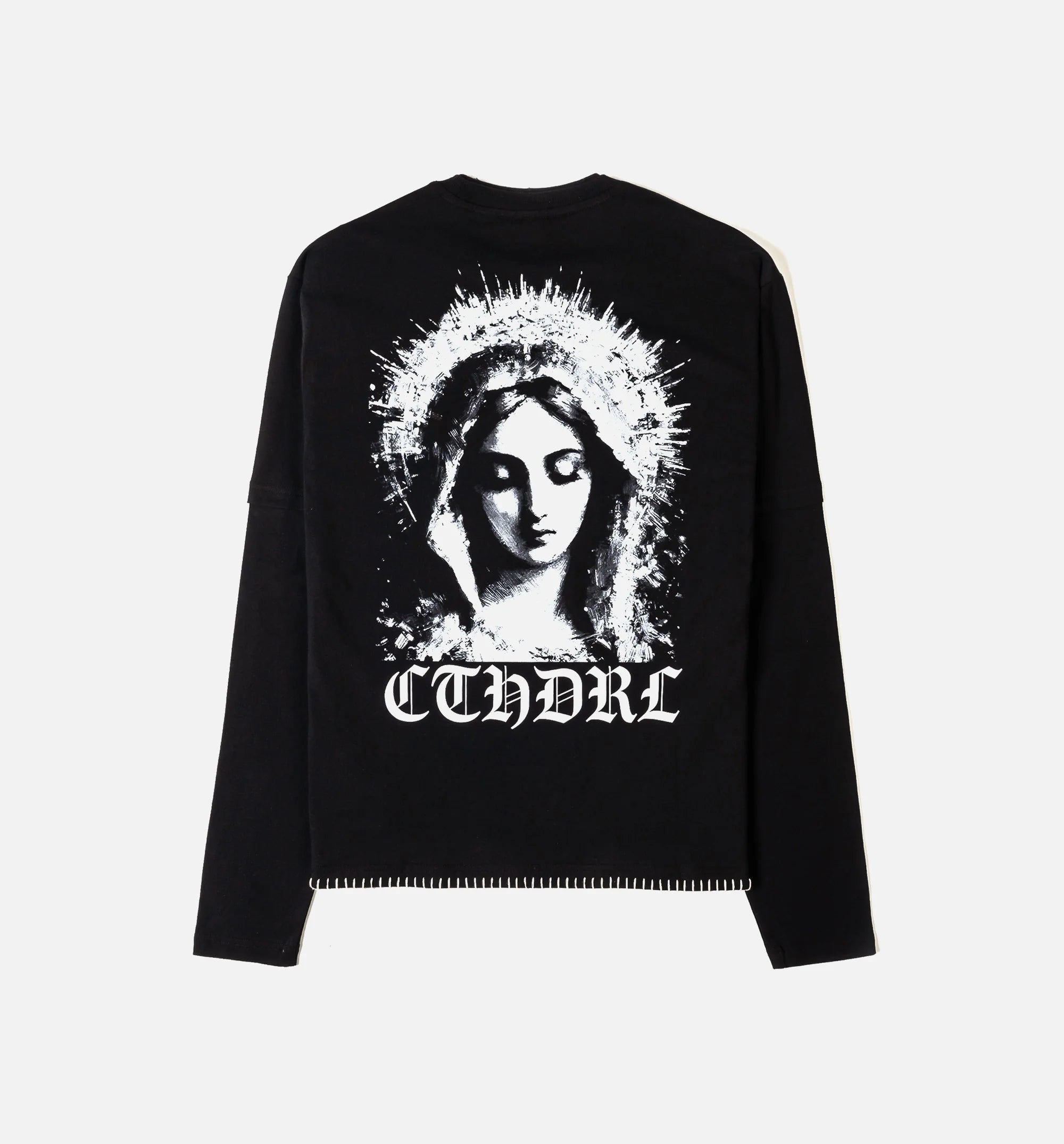 Hail Mary Mens Long Sleeve Shirt Black White