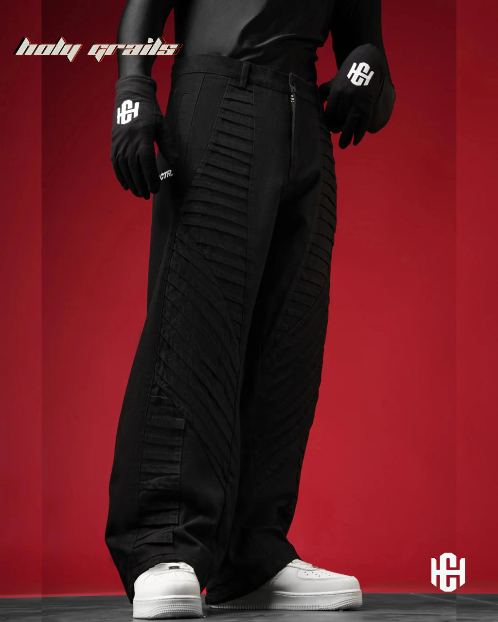 Unisex Pleated Black Pants HG x Charactr