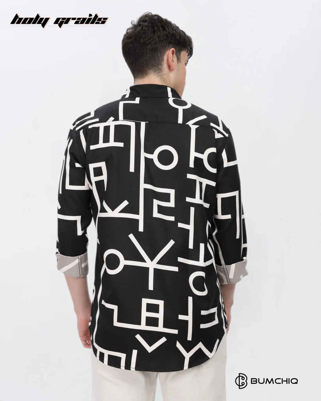 White Abstract Black Shirt HG x Bumchiq