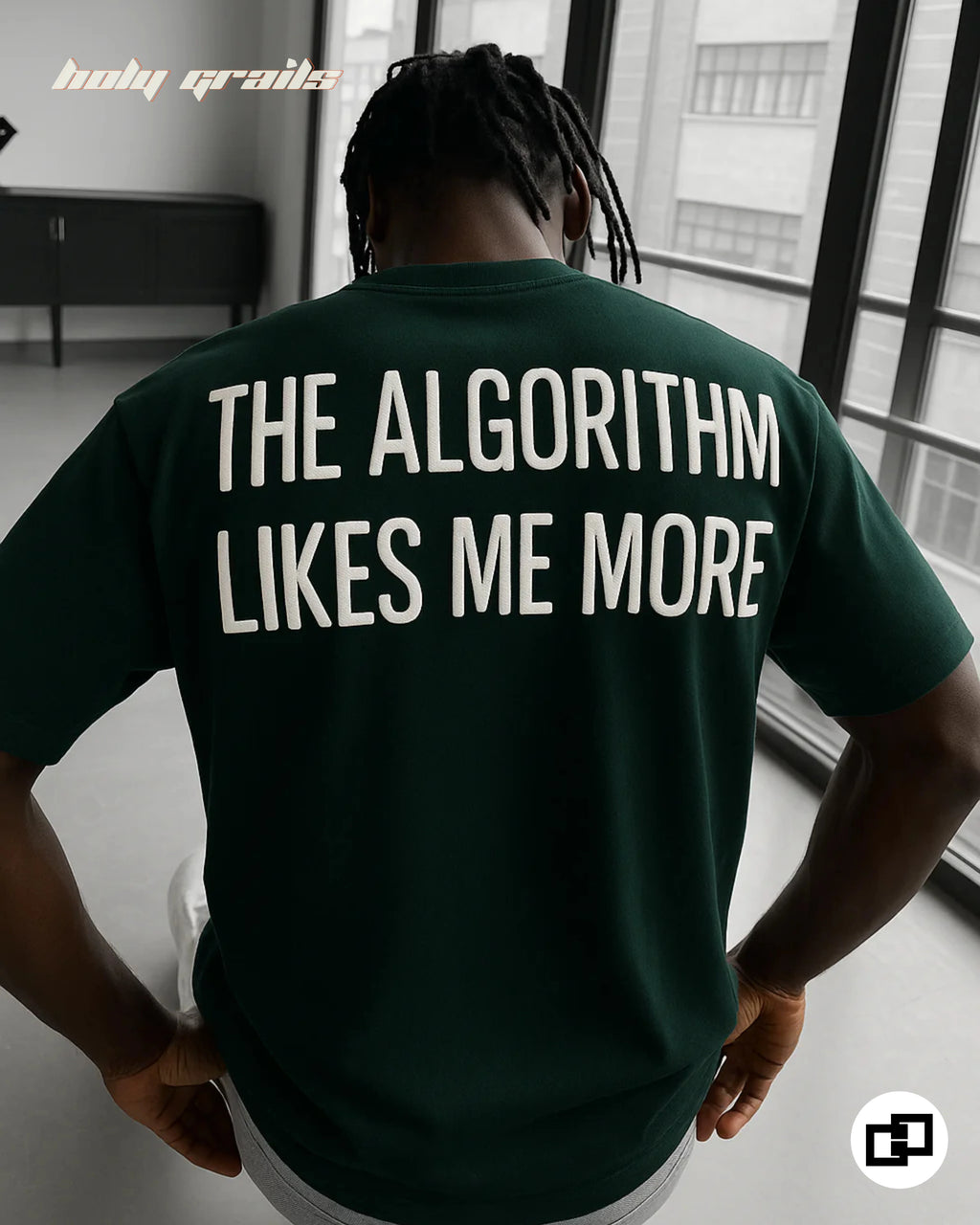 Algorithm Likes Me More Green Oversize Tee HG x Grey Hound Clothing