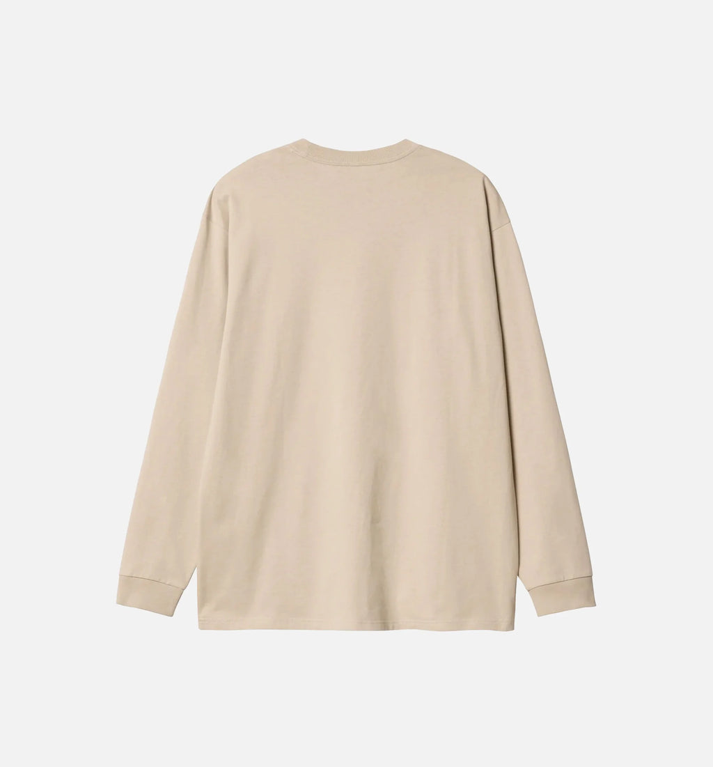 Script Mens Long Sleeve Shirt Beige