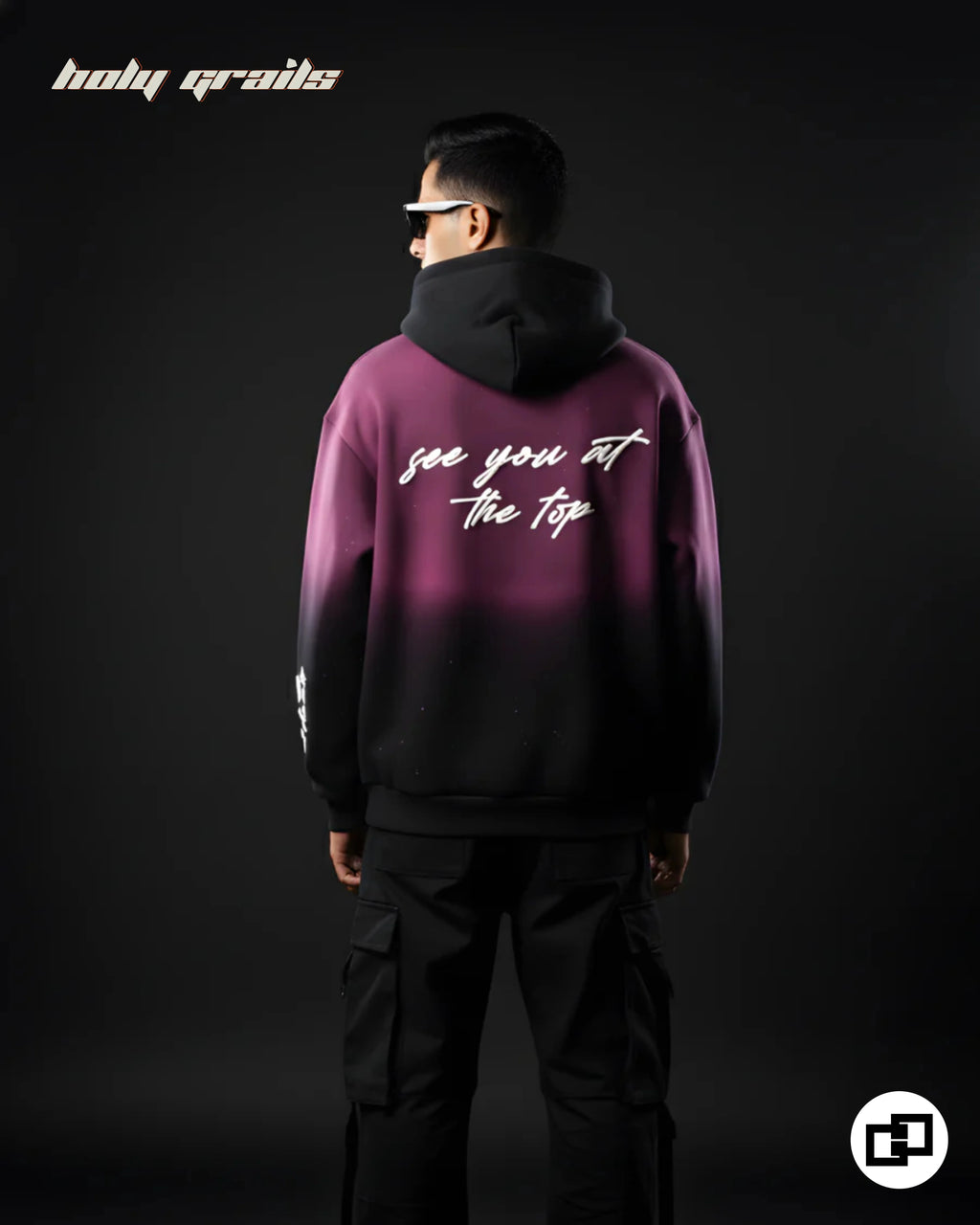 See You At Top Pink To Black Ombre Hoodie HG x Grey Hound