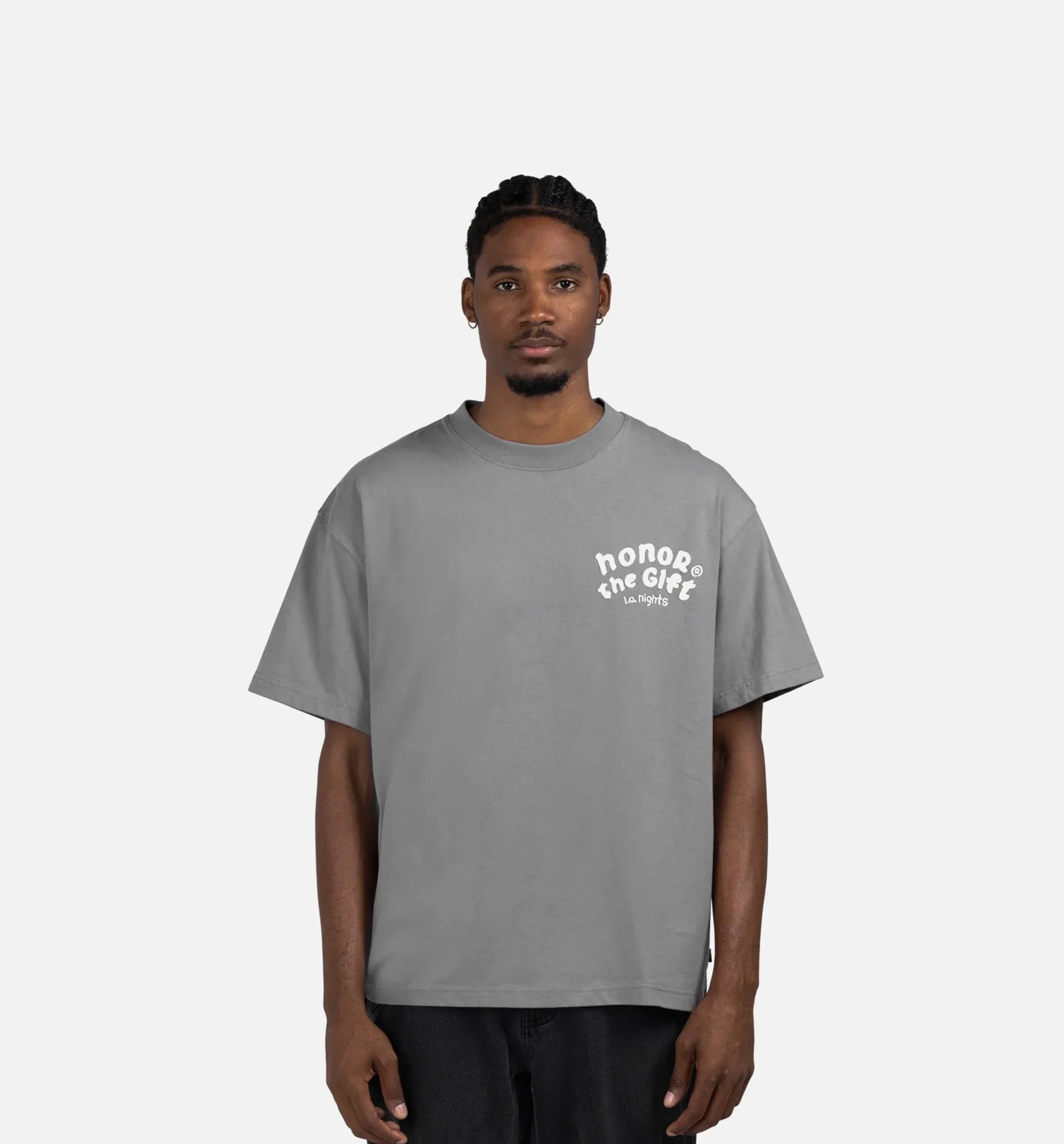 Los Angeles Nights Mens Short Sleeve Shirt Grey