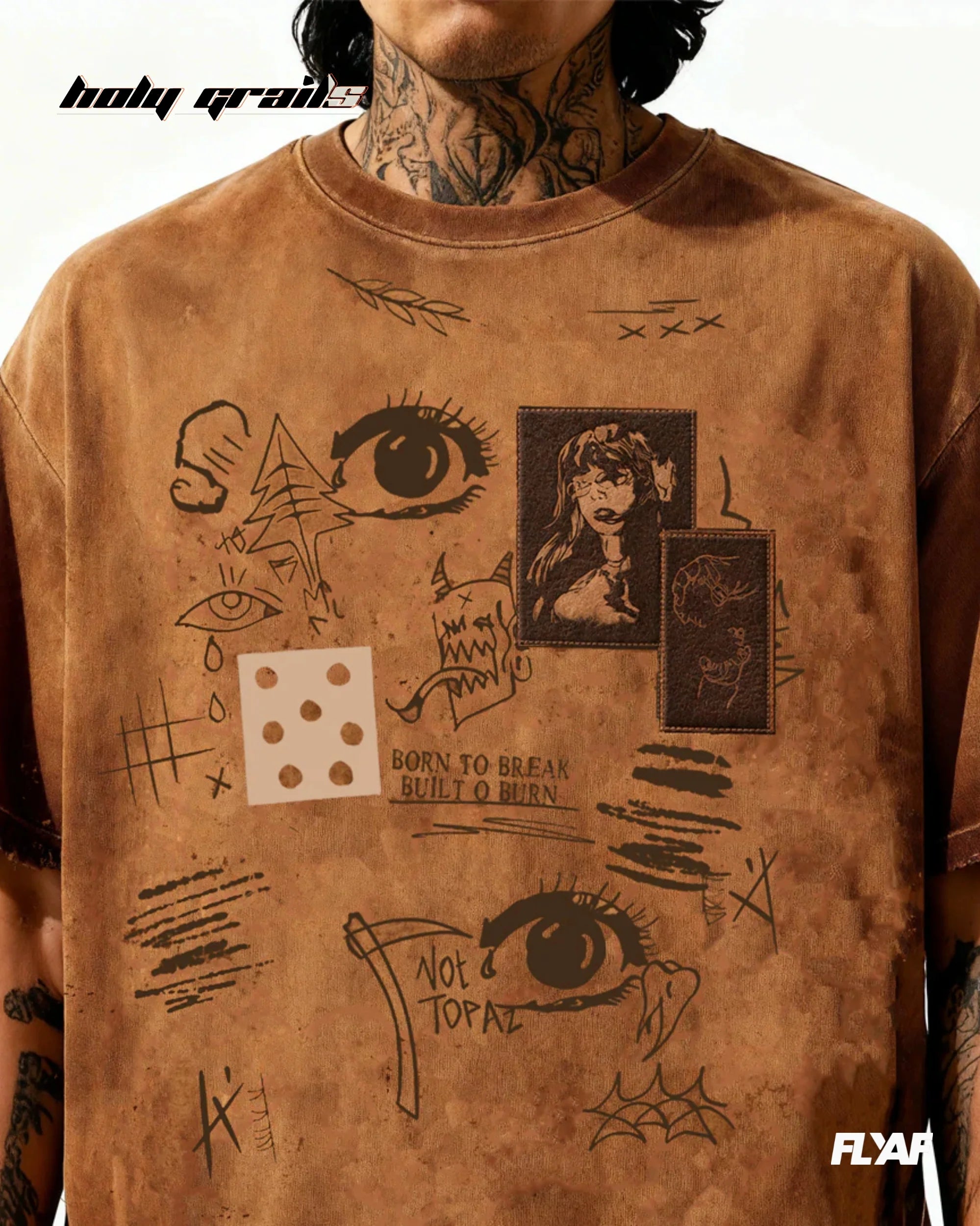 Cryptic Canvas Brown Tee HG x FLYAF