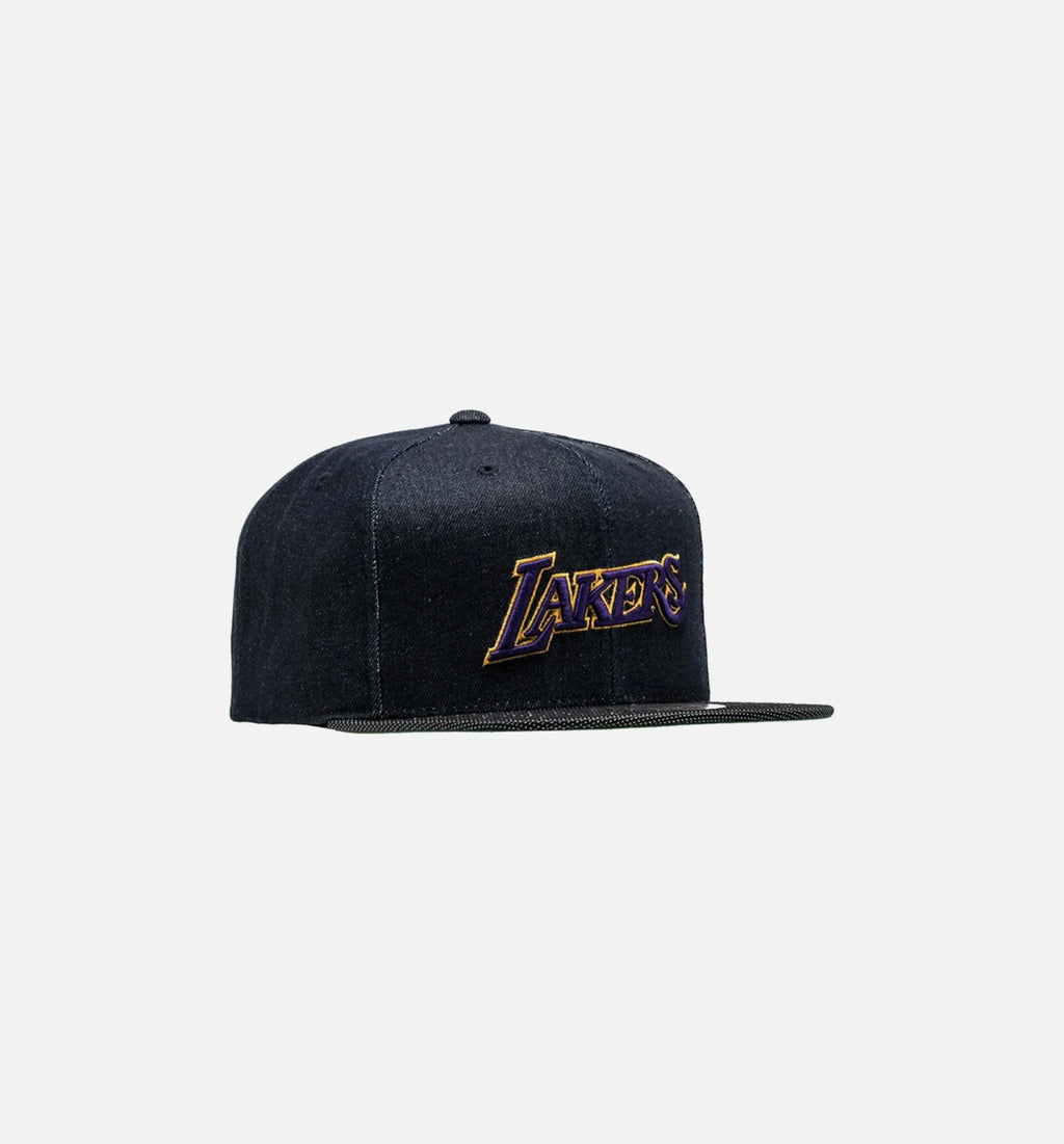 Los Angeles Lakers NBA Raw Snapback Mens Denim Yellow
