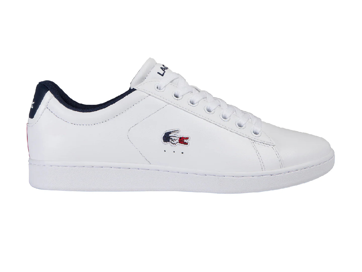 Tenis Lacoste Carnaby Evo Blanco Azul y Rojo para Hombre