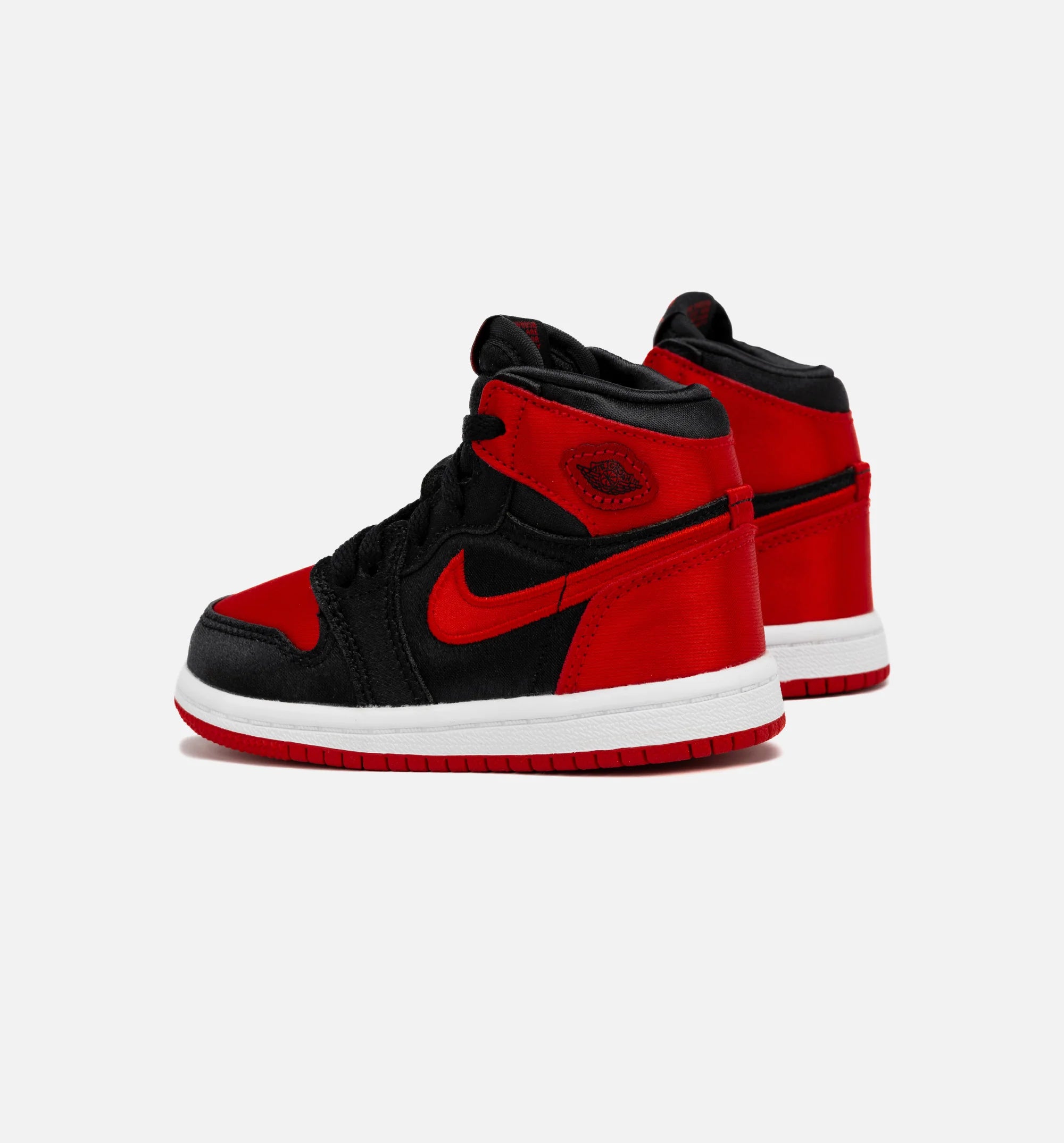 Air Jordan 1 Retro Hi OG Satin Bred Infant Toddler Lifestyle Shoe Black Red Free Shipping