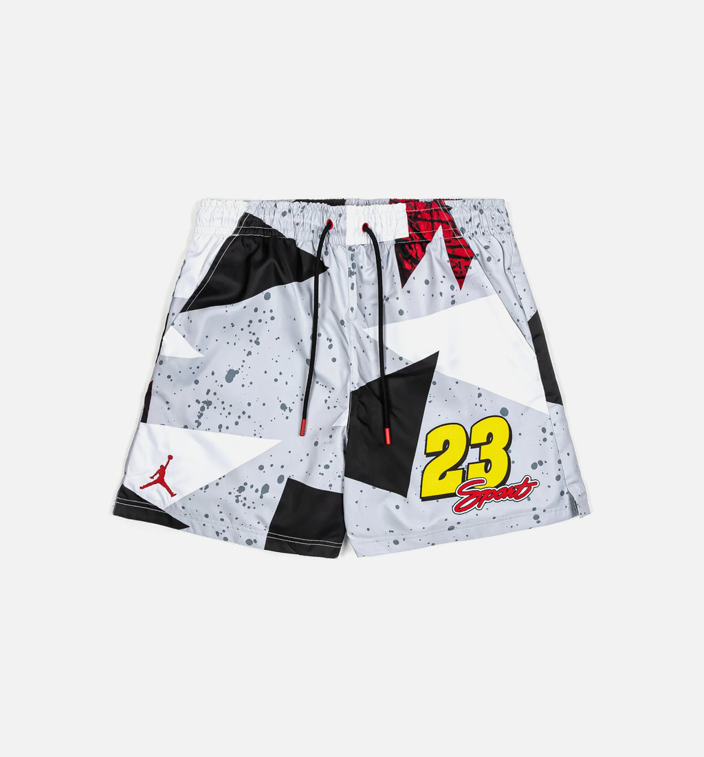 Essentials 5 Poolside Mens Shorts Cement Grey Fire Red
