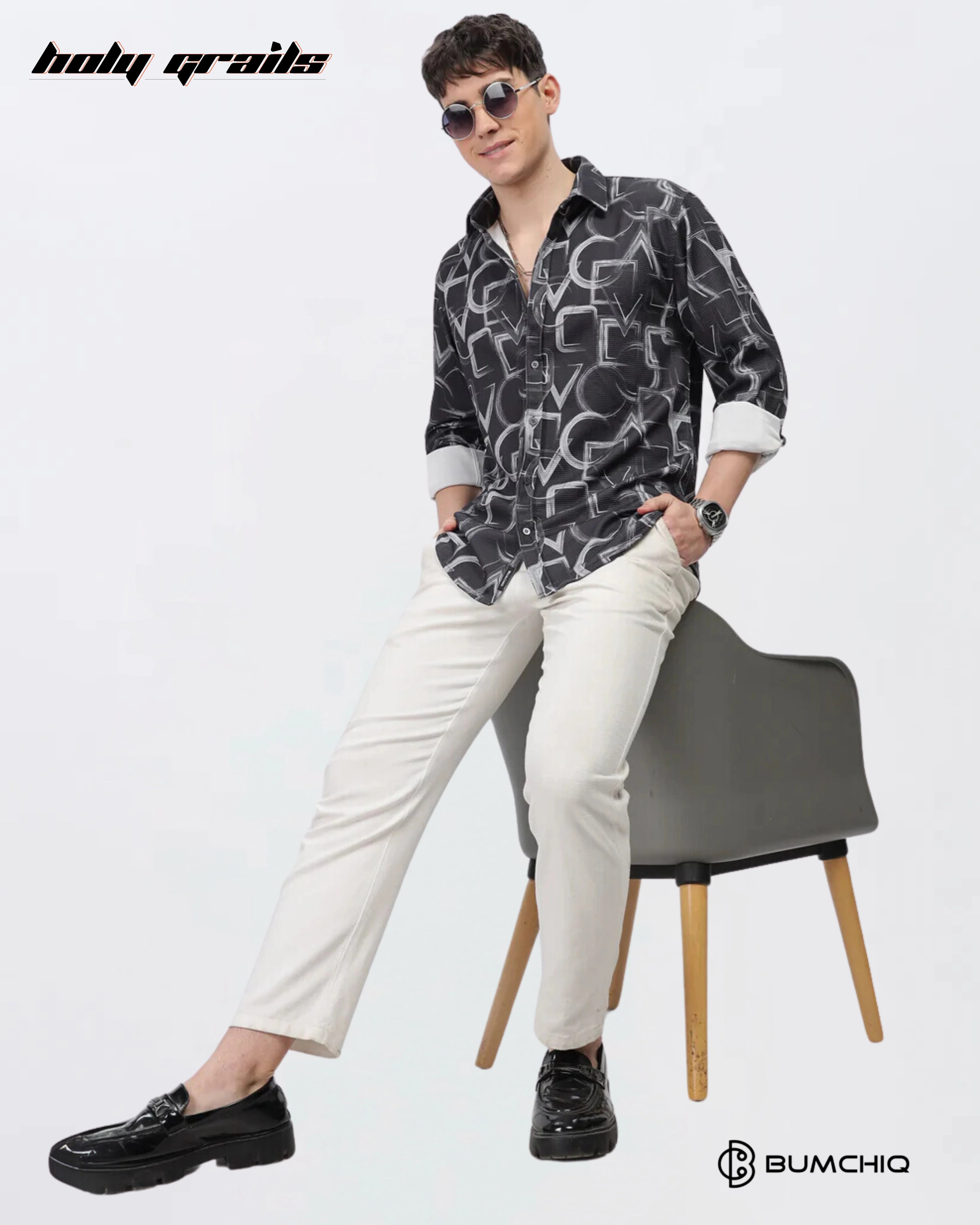 Grey Geometrical Shirt HG x Bumchiq
